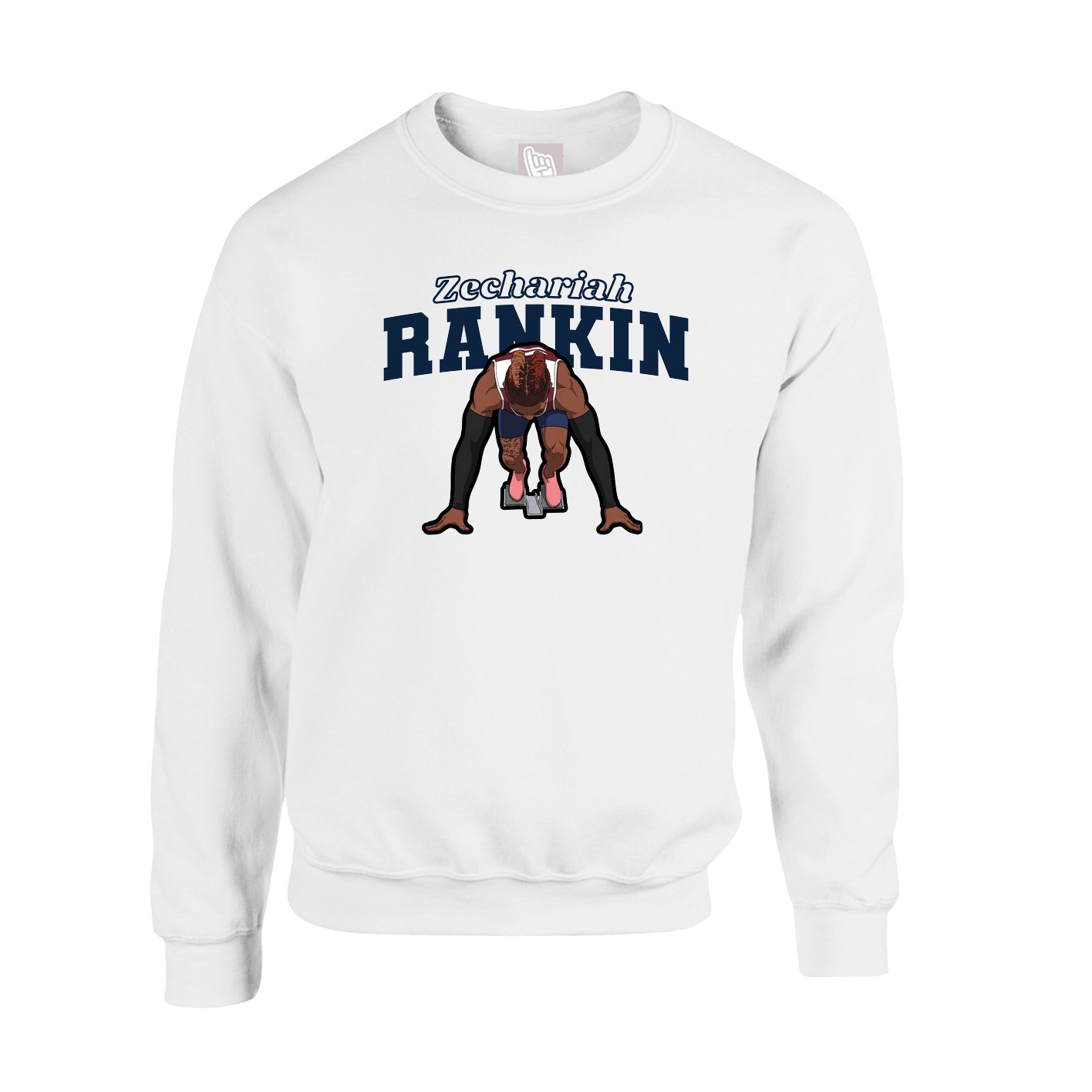Fleece Crew — Name Arch in White