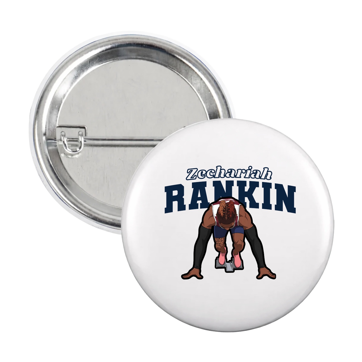 Game Day Button — Name Arch in White