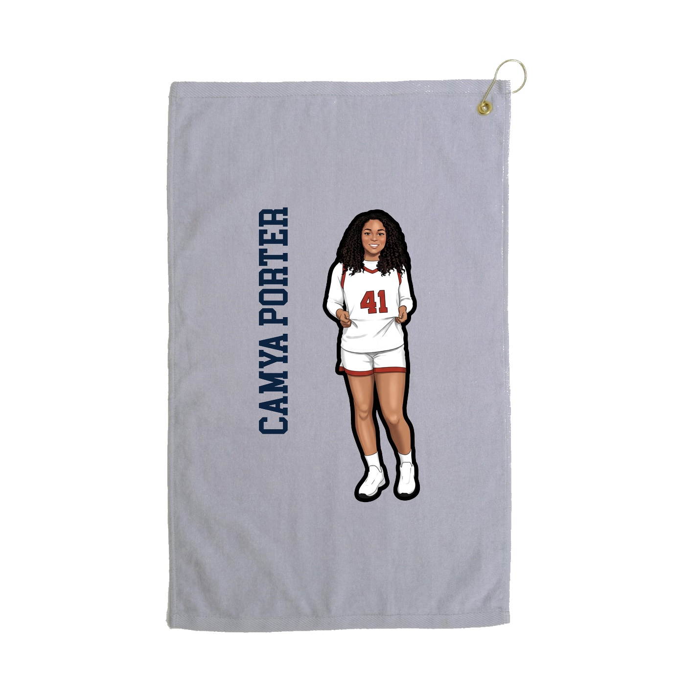 Golf Towel — Name Vertical in Grey