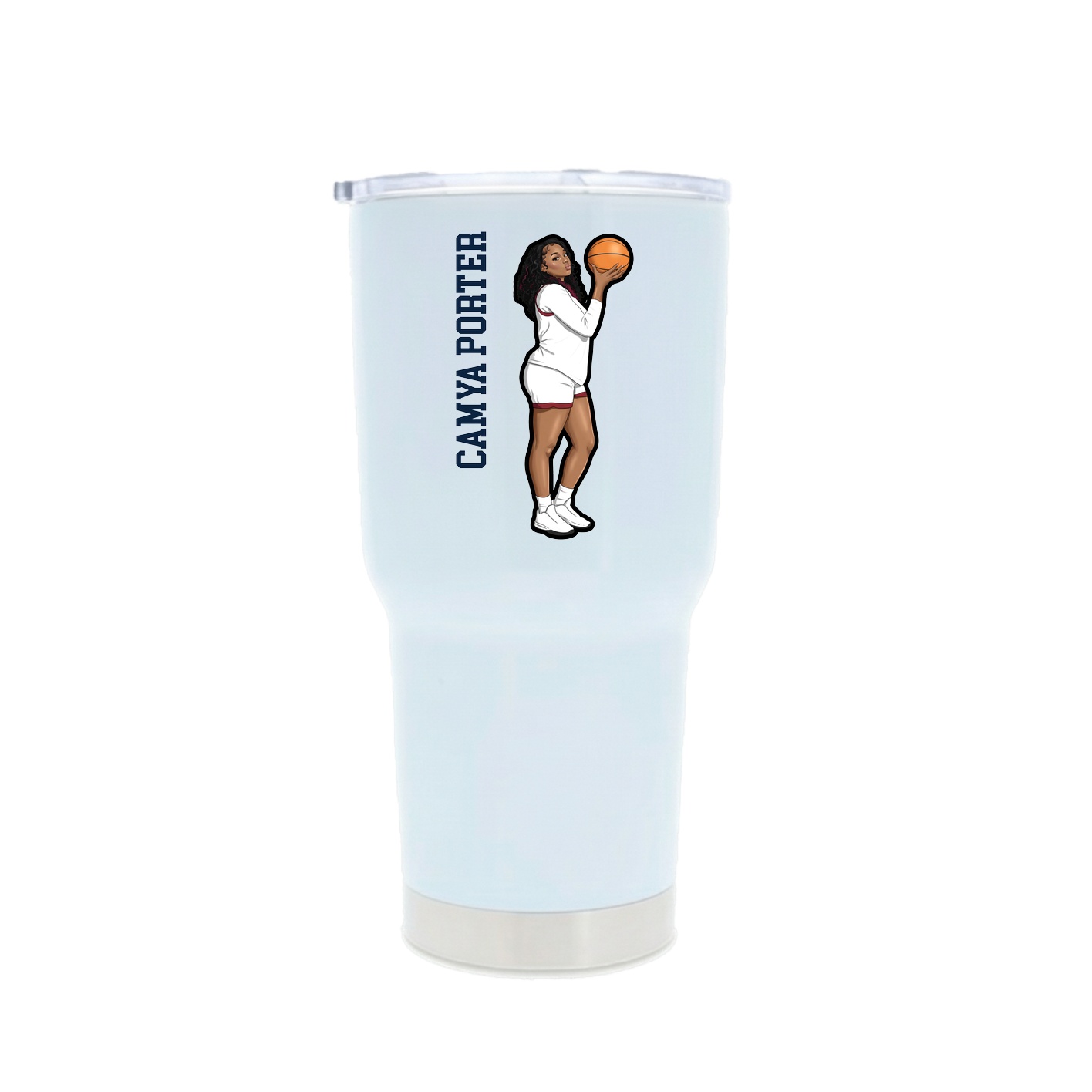 30oz Stainless Steel Tumbler — Name Vertical in White
