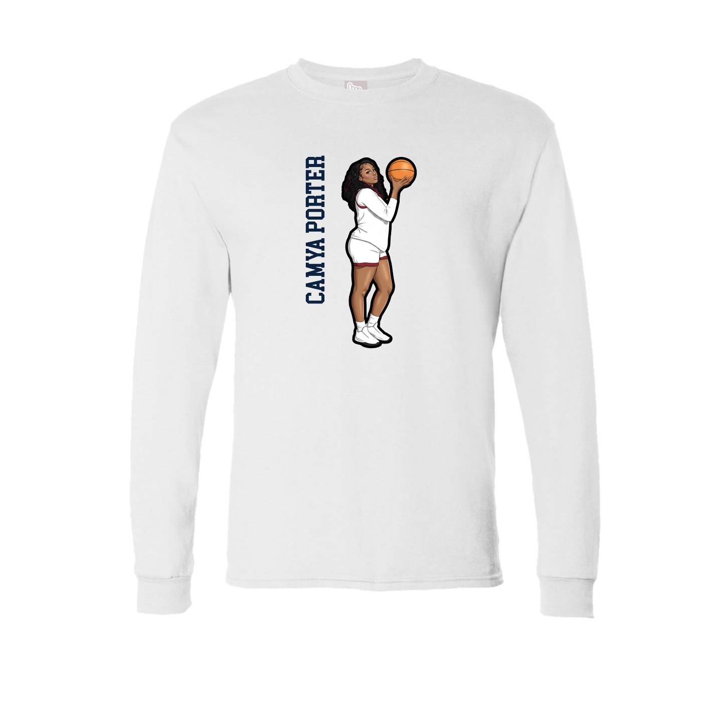 Long Sleeve Tee — Name Vertical in White