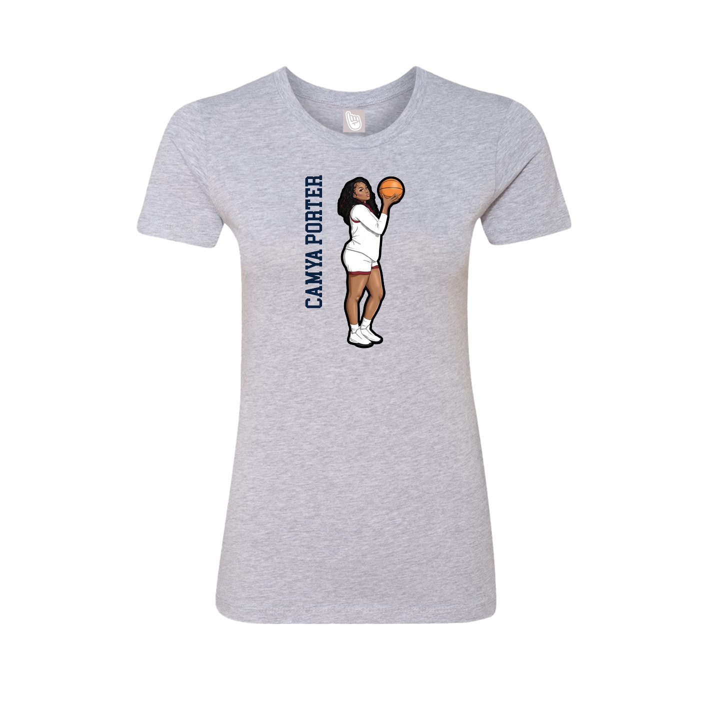 Fitted Women's Tee — Name Vertical in Grey