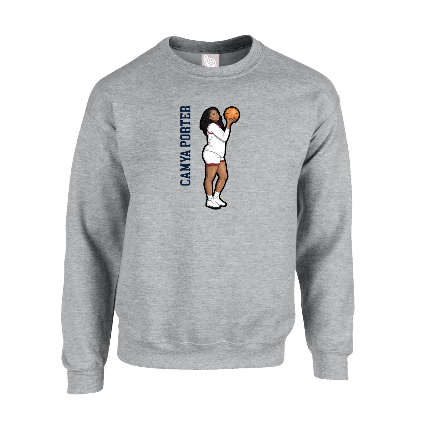 Fleece Crew — Name Vertical in Grey