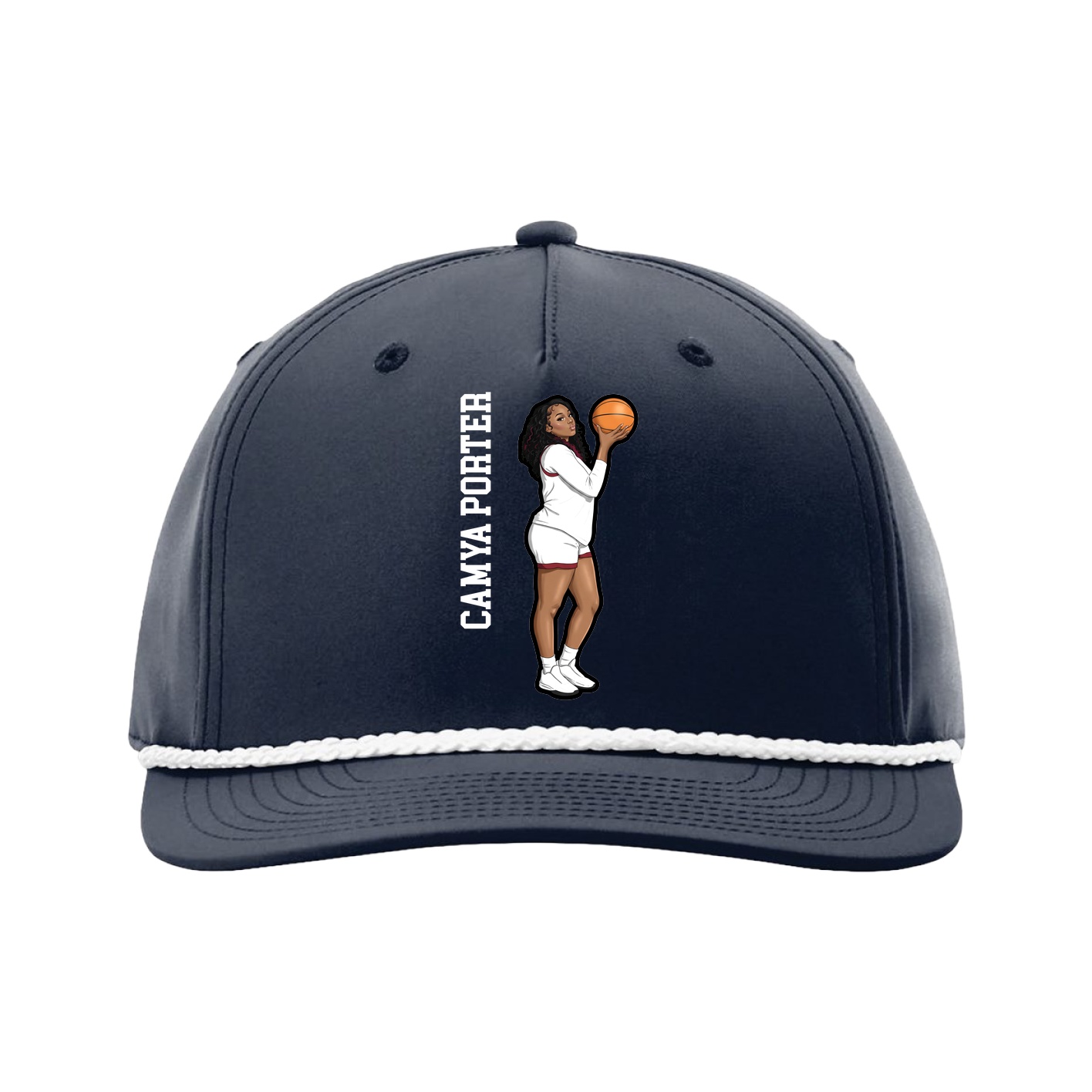 Five-Panel Classic Rope Cap — Name Vertical in Navy