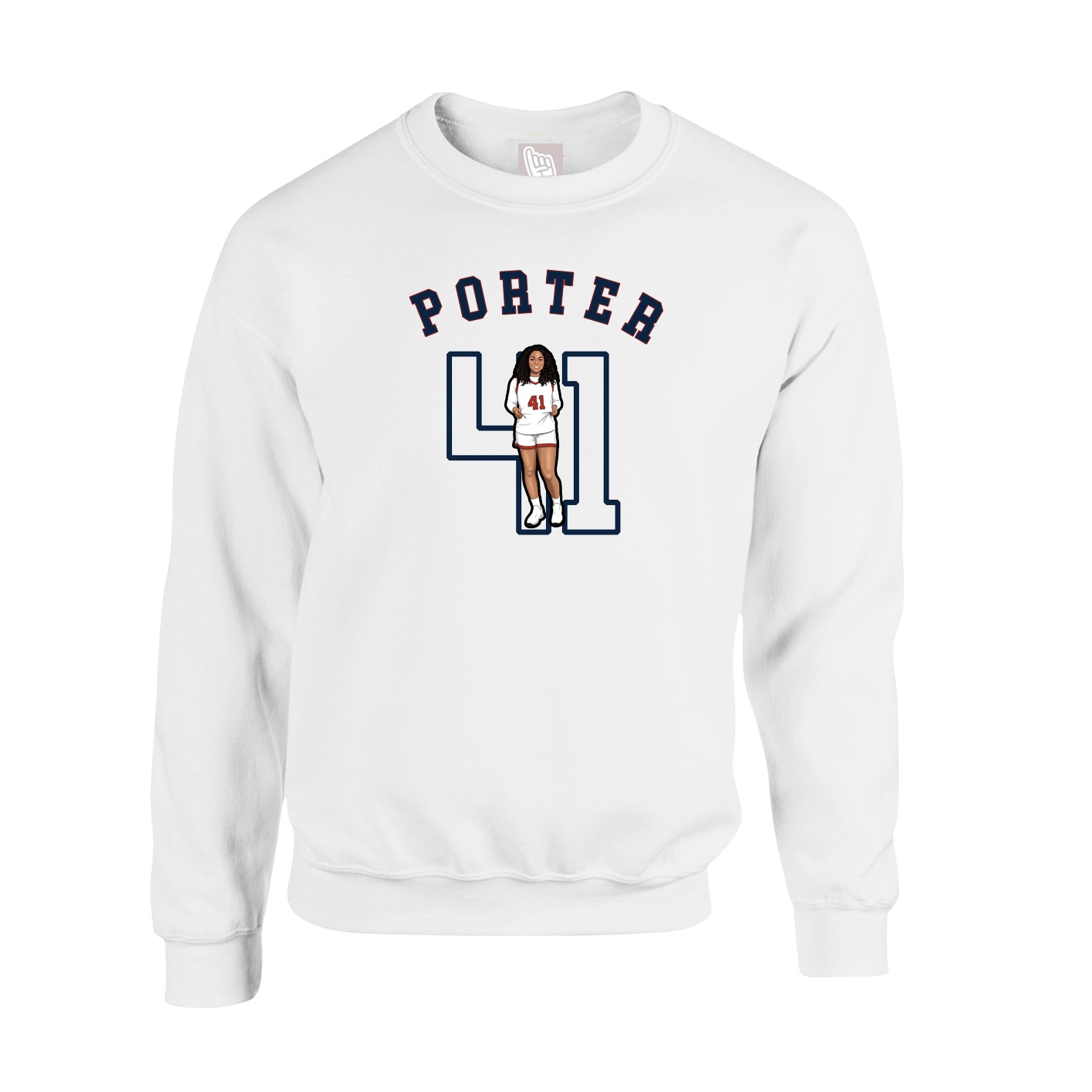 Fleece Crew — Shirsey Arch in White