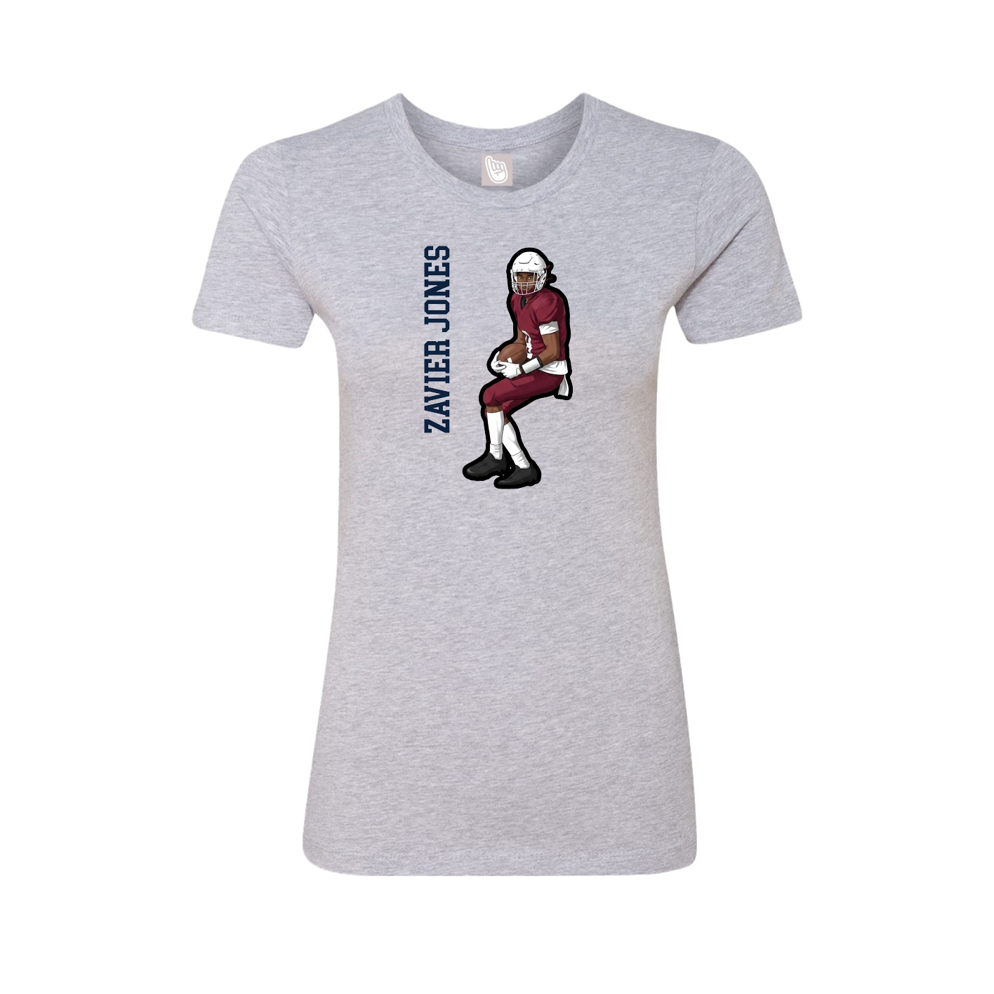 Fitted Women's Tee — Name Vertical in Grey