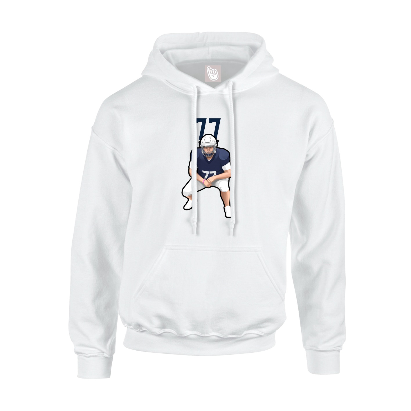 Youth Hoodie — Number Top in White