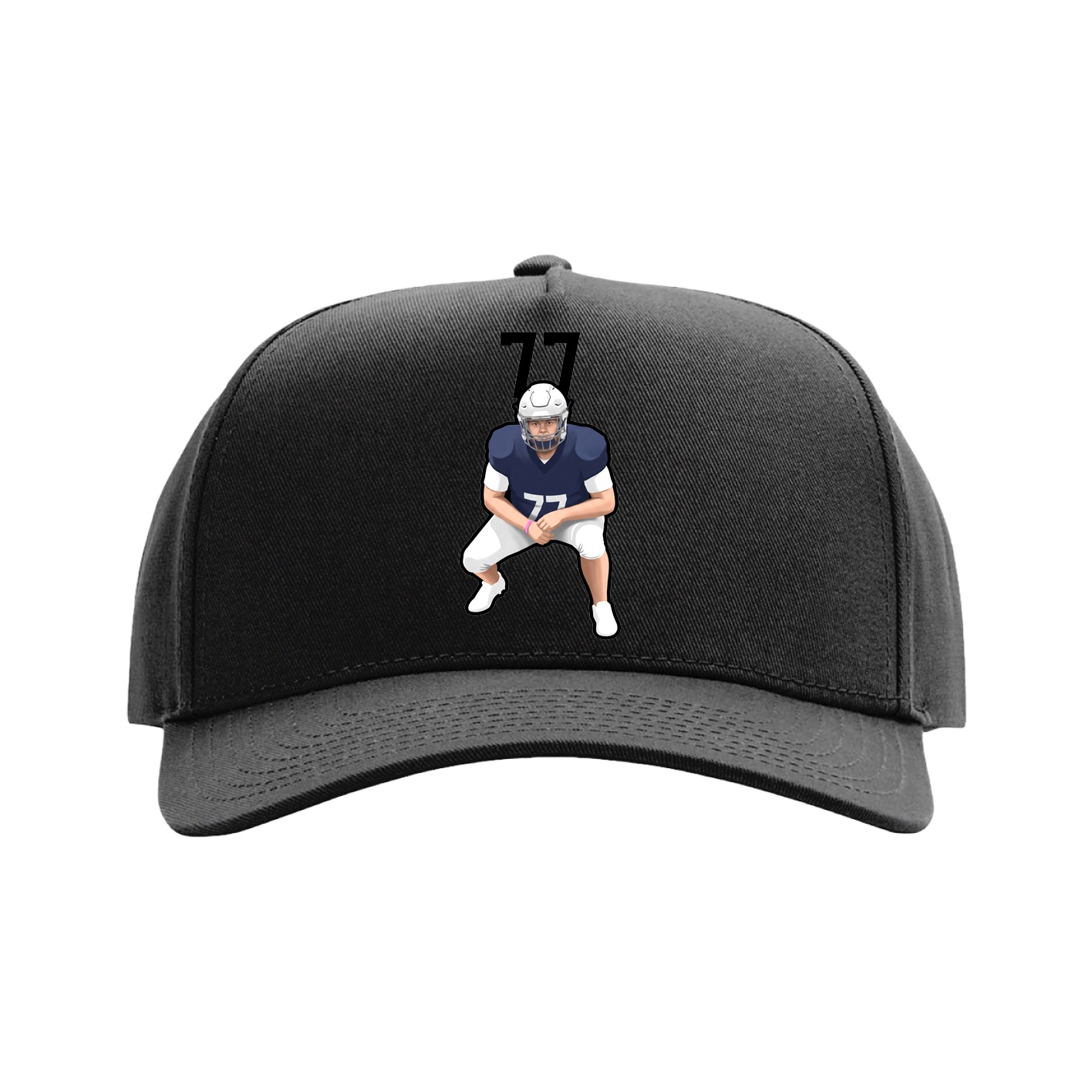 Full Fabric Five-Panel Champ Cap — Number Top in Black