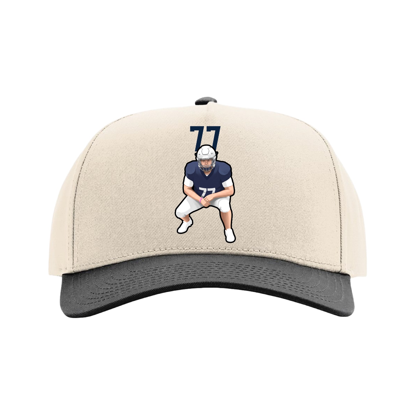 Full Fabric Five-Panel Champ Cap — Number Top in Cream/Black