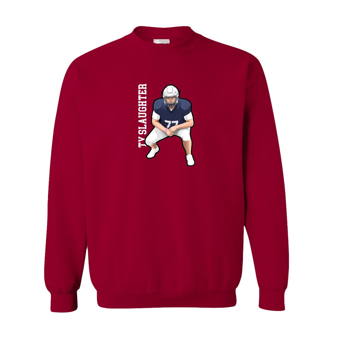 Fleece Crew — Name Vertical in Cardinal
