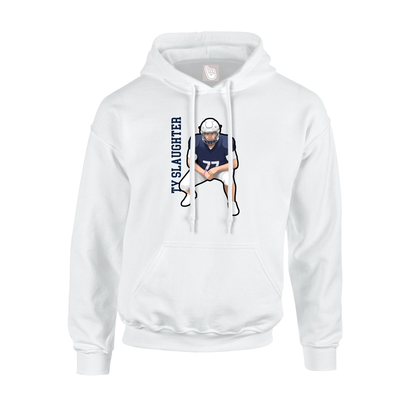 Youth Hoodie — Name Vertical in White