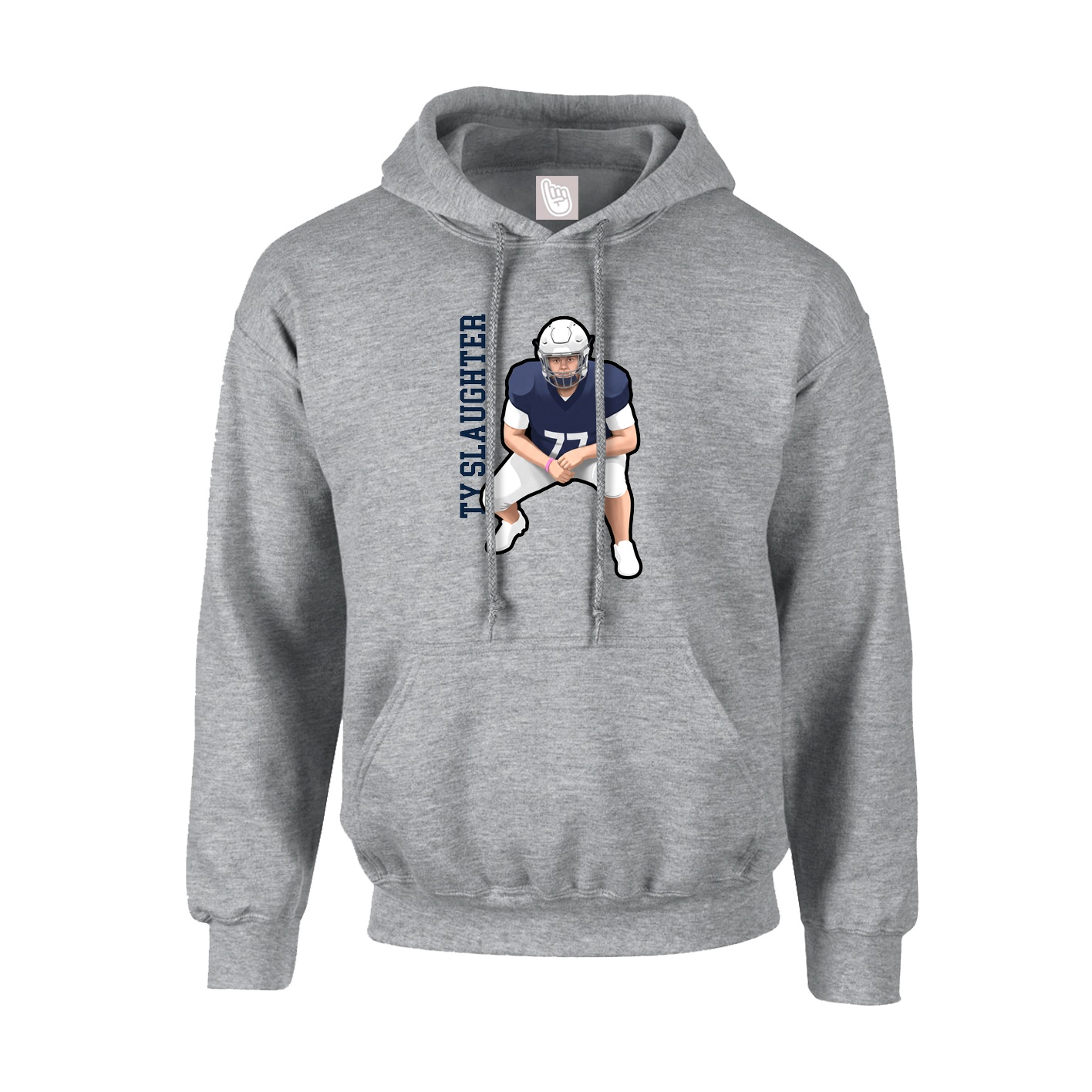 Youth Hoodie — Name Vertical in Grey