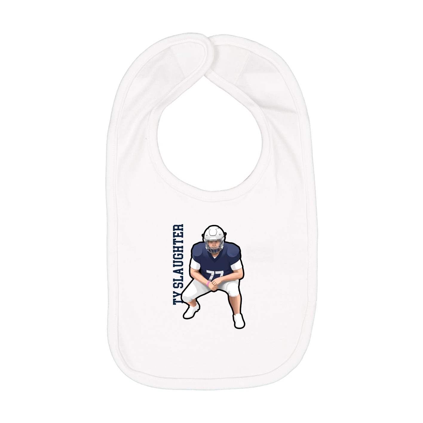 Infant Bib — Name Vertical in White