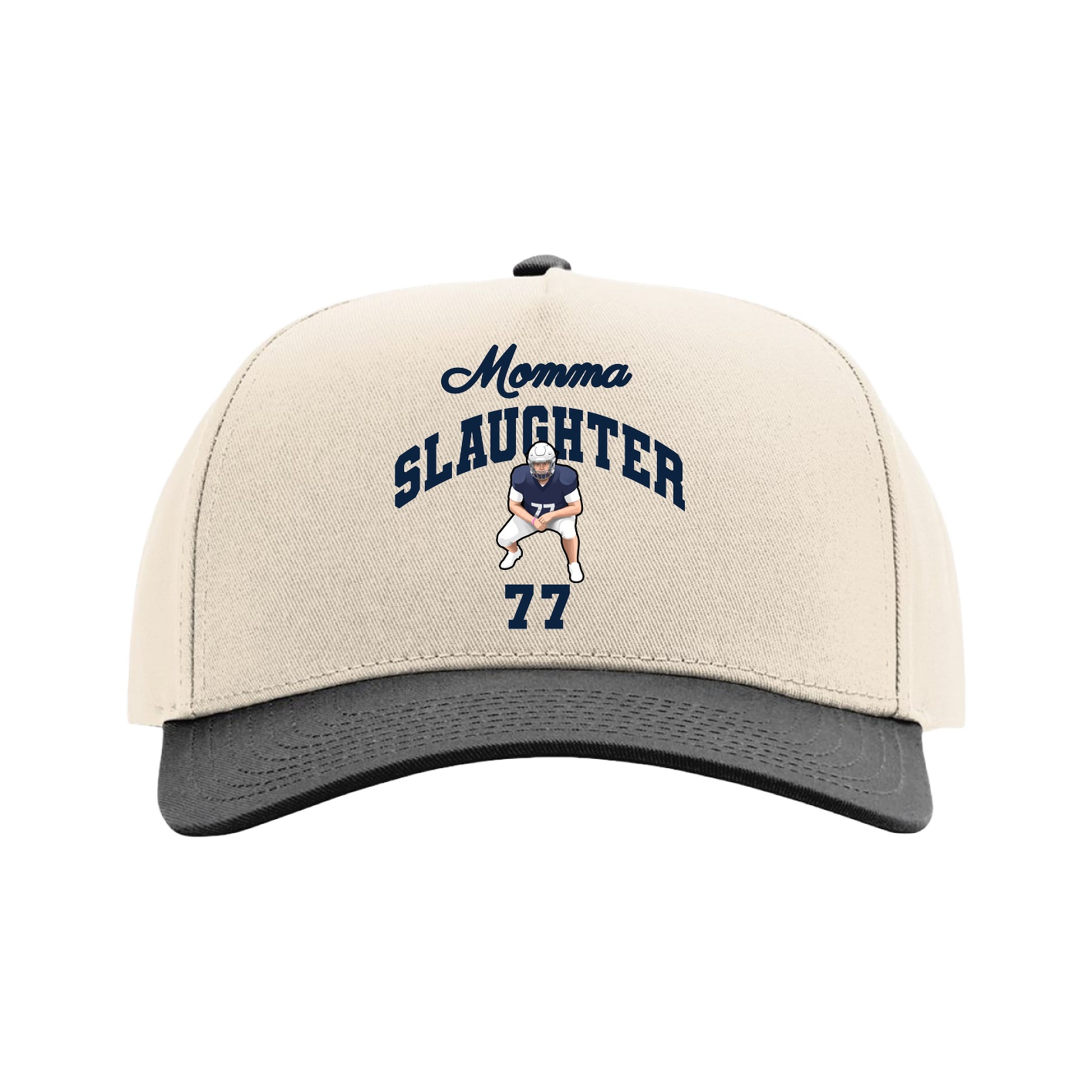 Full Fabric Five-Panel Champ Cap — Mothers Day Arch in Cream/Black
