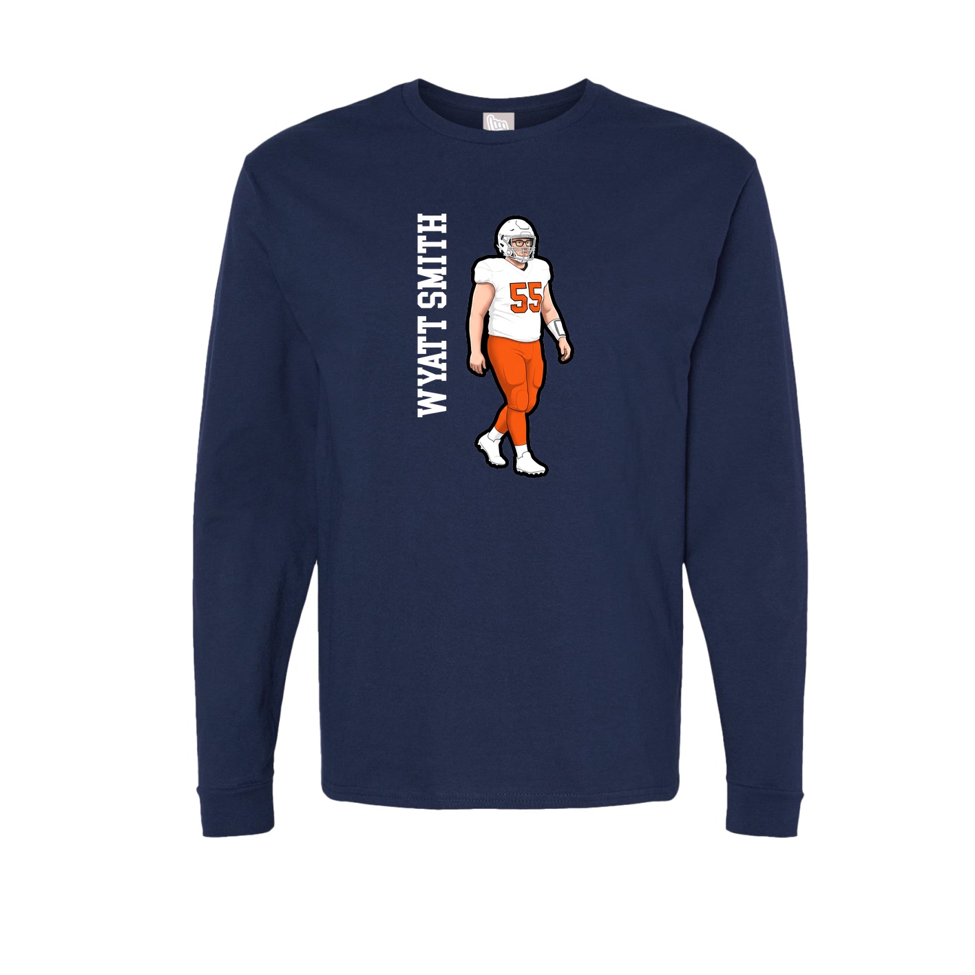 Long Sleeve Tee — Name Vertical in Navy