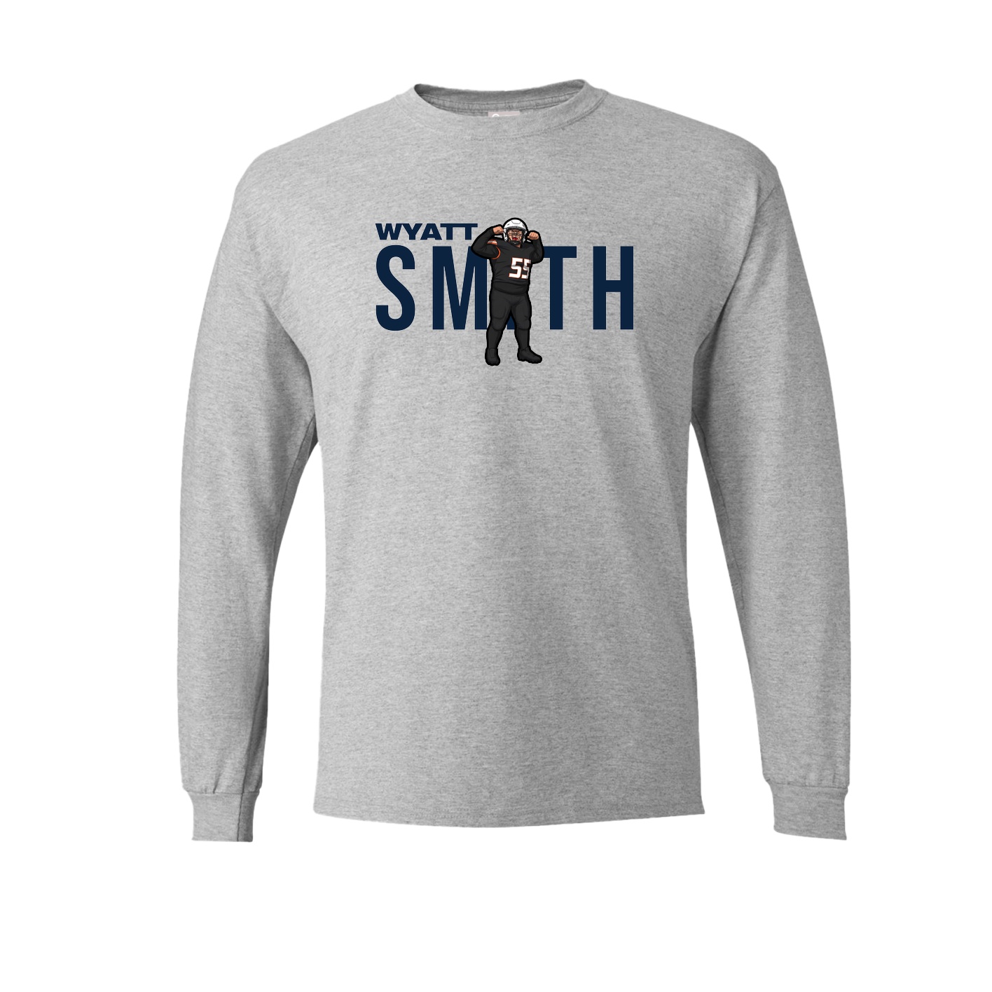 Long Sleeve Tee — Player Name in Grey