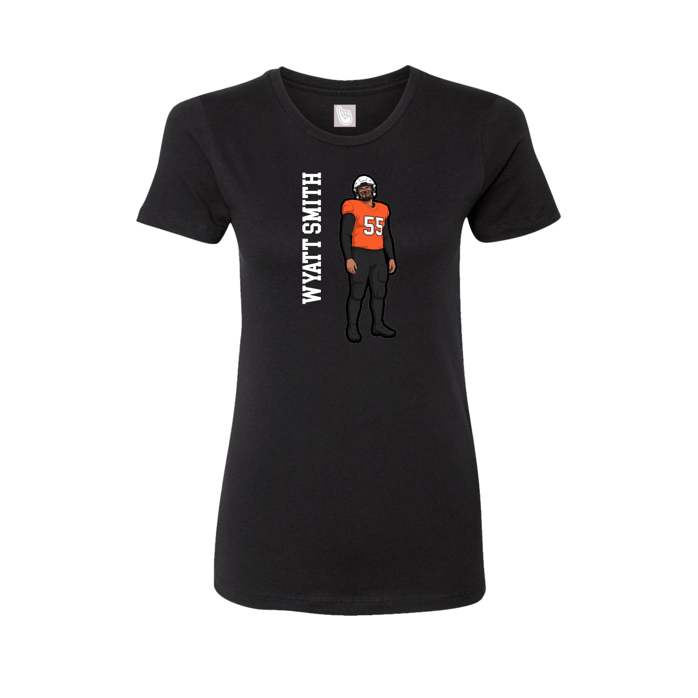 Fitted Women's Tee — Name Vertical in Black