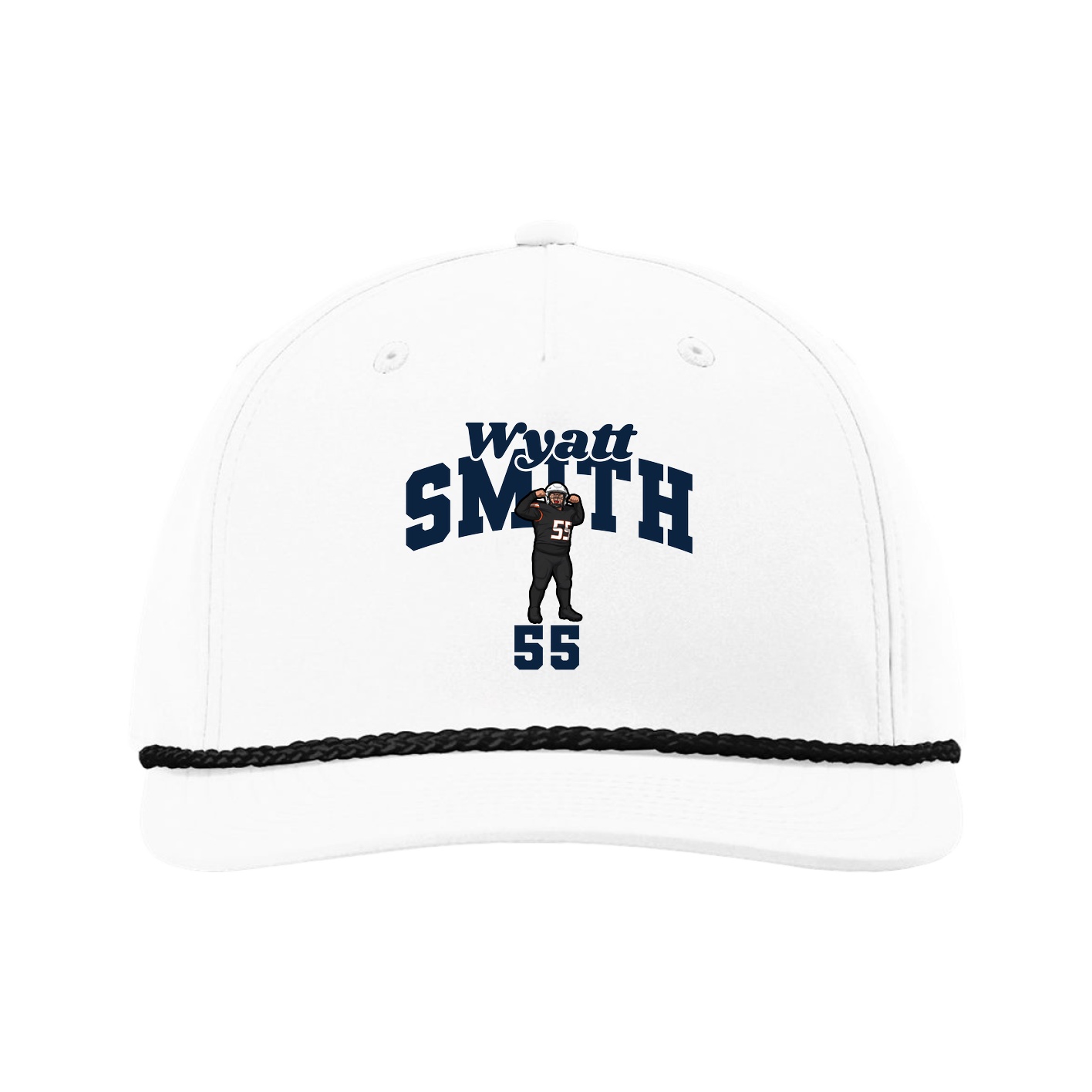 Five-Panel Classic Rope Cap — Signature Arch in White