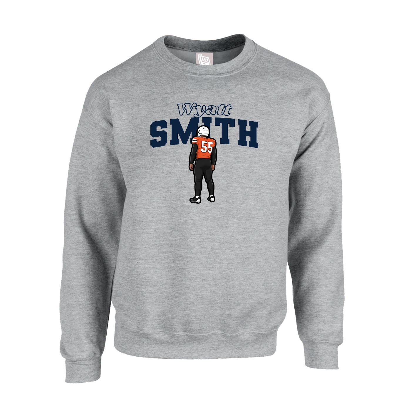 Fleece Crew — Name Arch in Grey