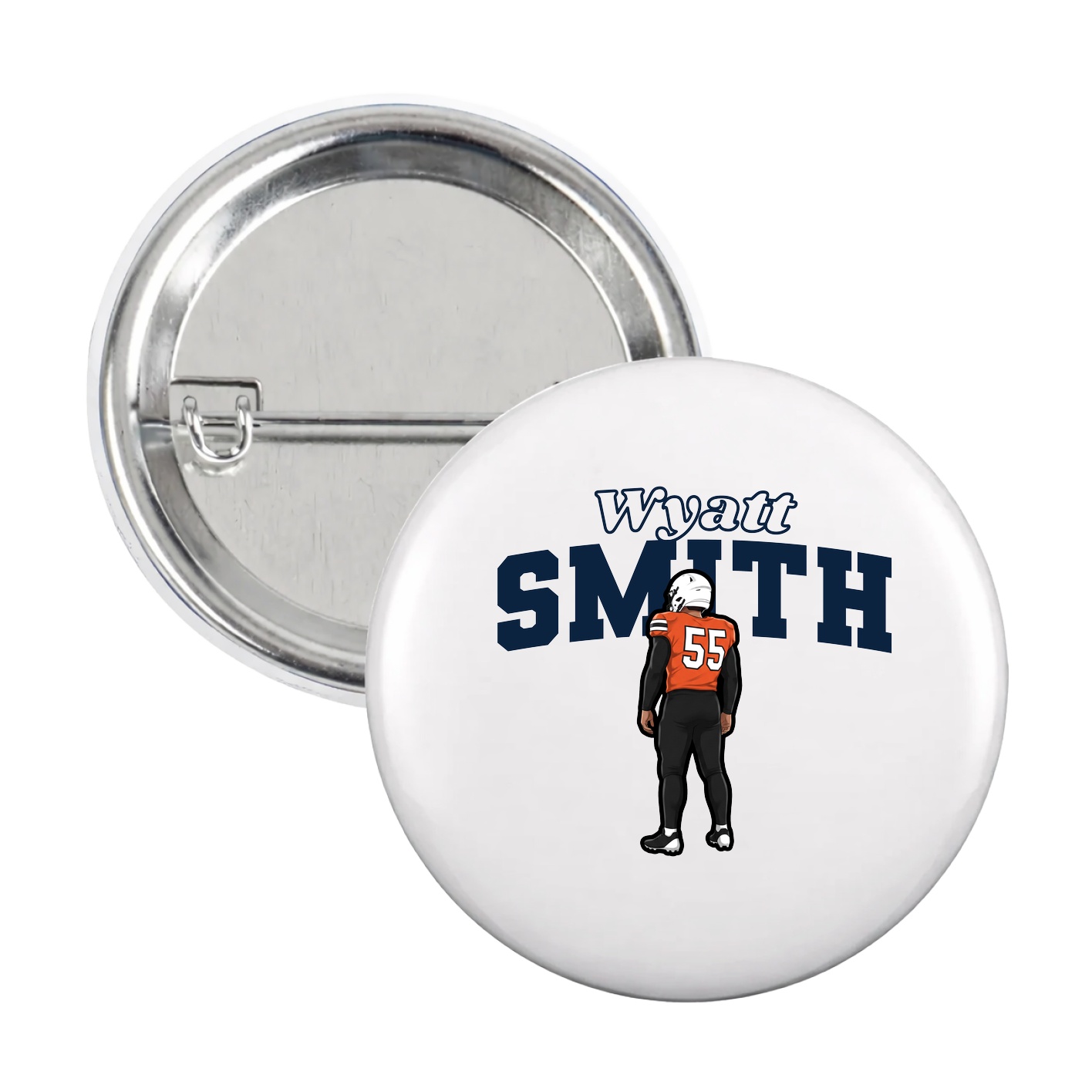 Game Day Button — Name Arch in White