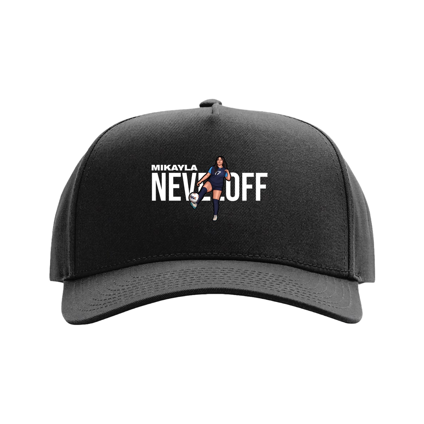 Full Fabric Five-Panel Champ Cap — Player Name in Black