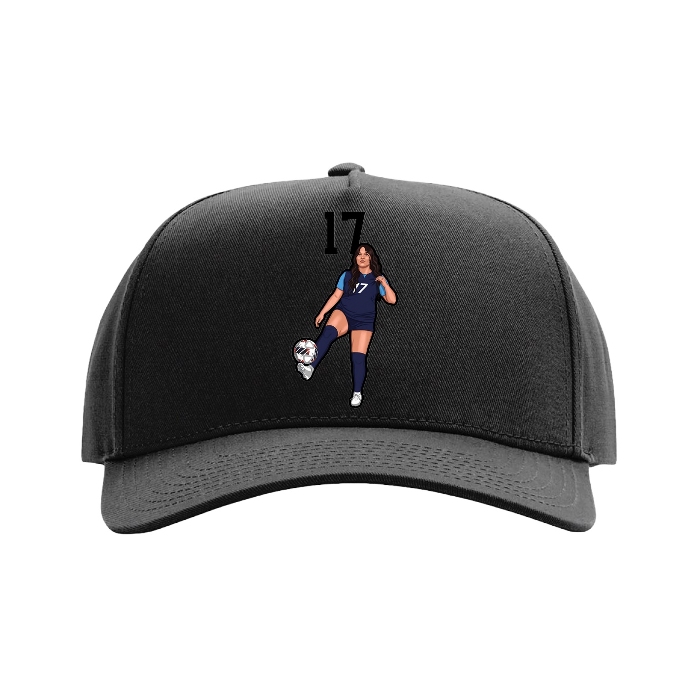 Full Fabric Five-Panel Champ Cap — Number Top in Black