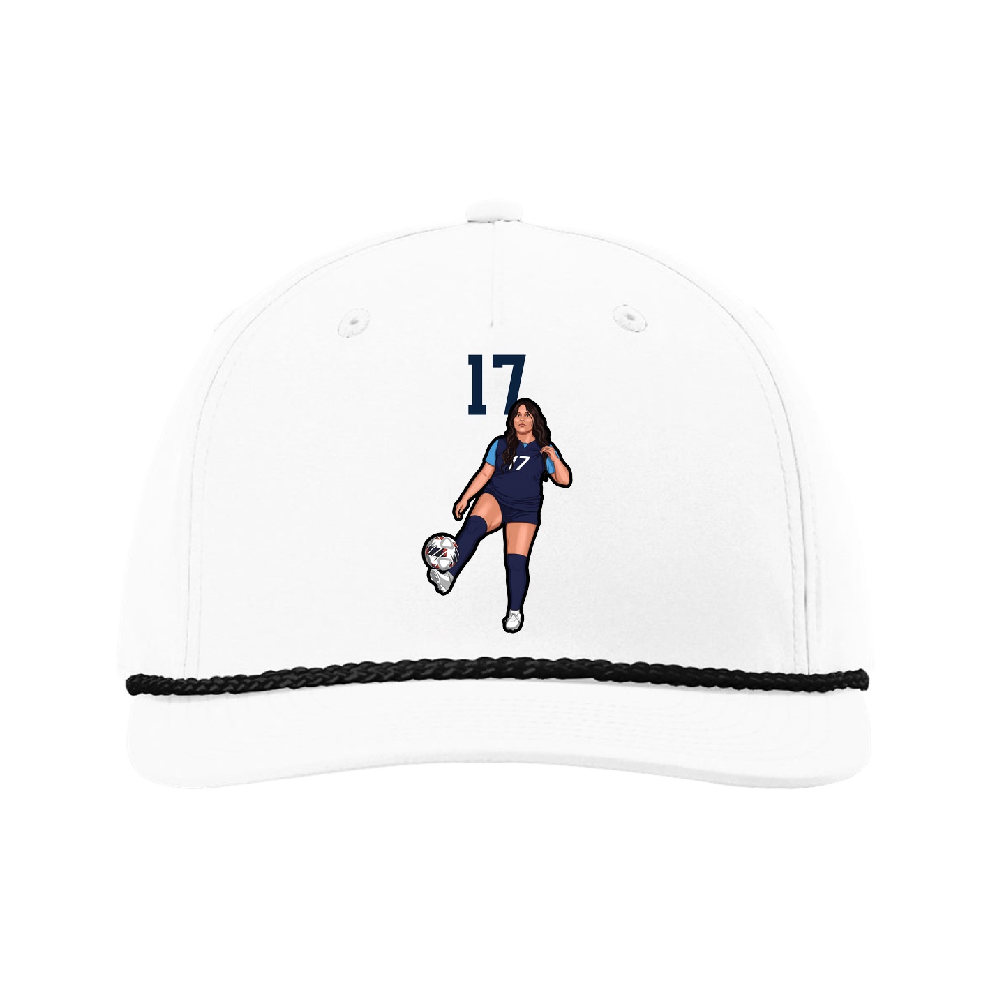 Five-Panel Classic Rope Cap — Number Top in White