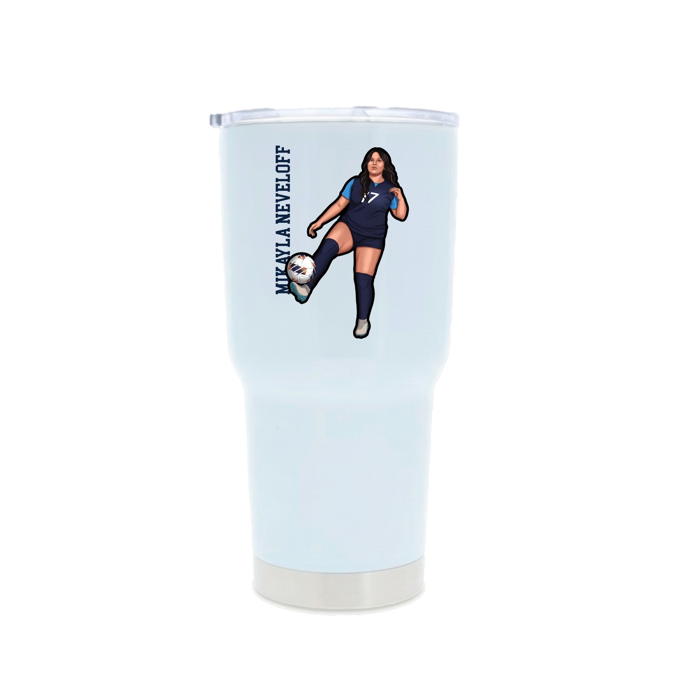 30oz Stainless Steel Tumbler — Name Vertical in White