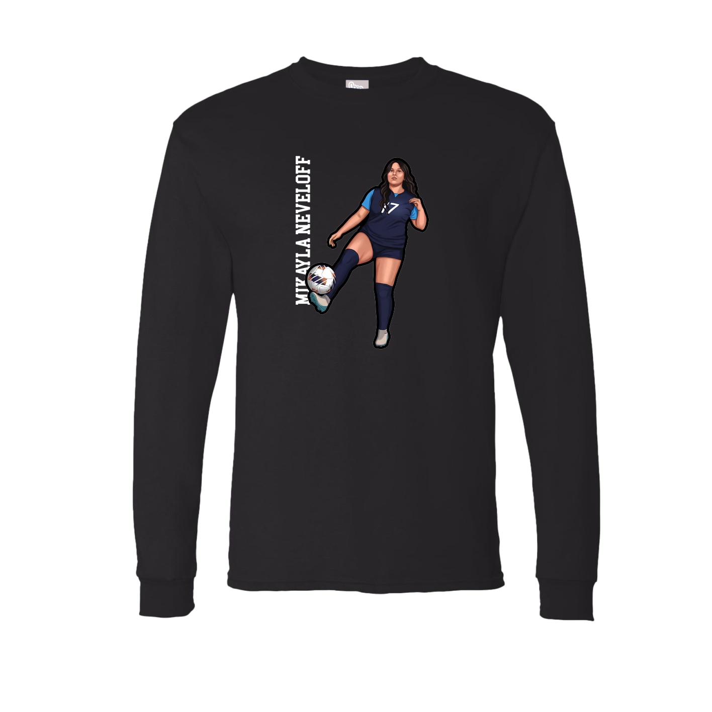Long Sleeve Tee — Name Vertical in Black
