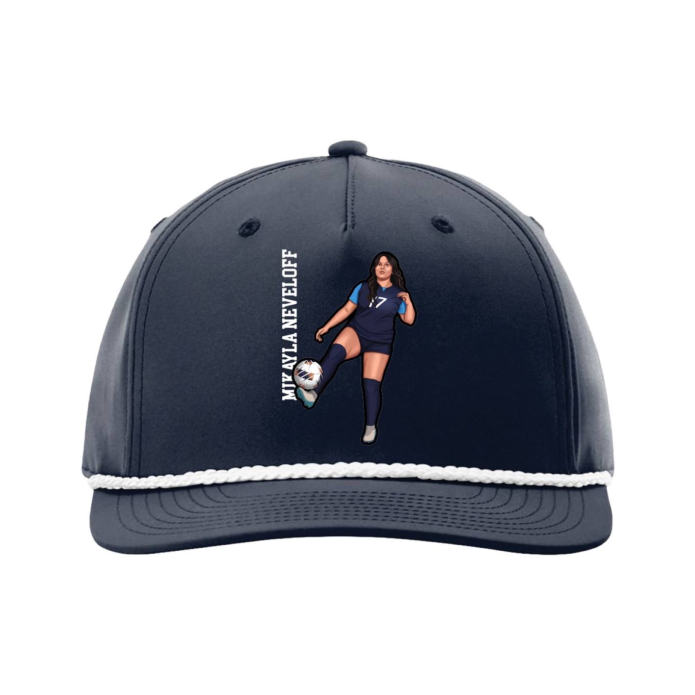 Five-Panel Classic Rope Cap — Name Vertical in Navy