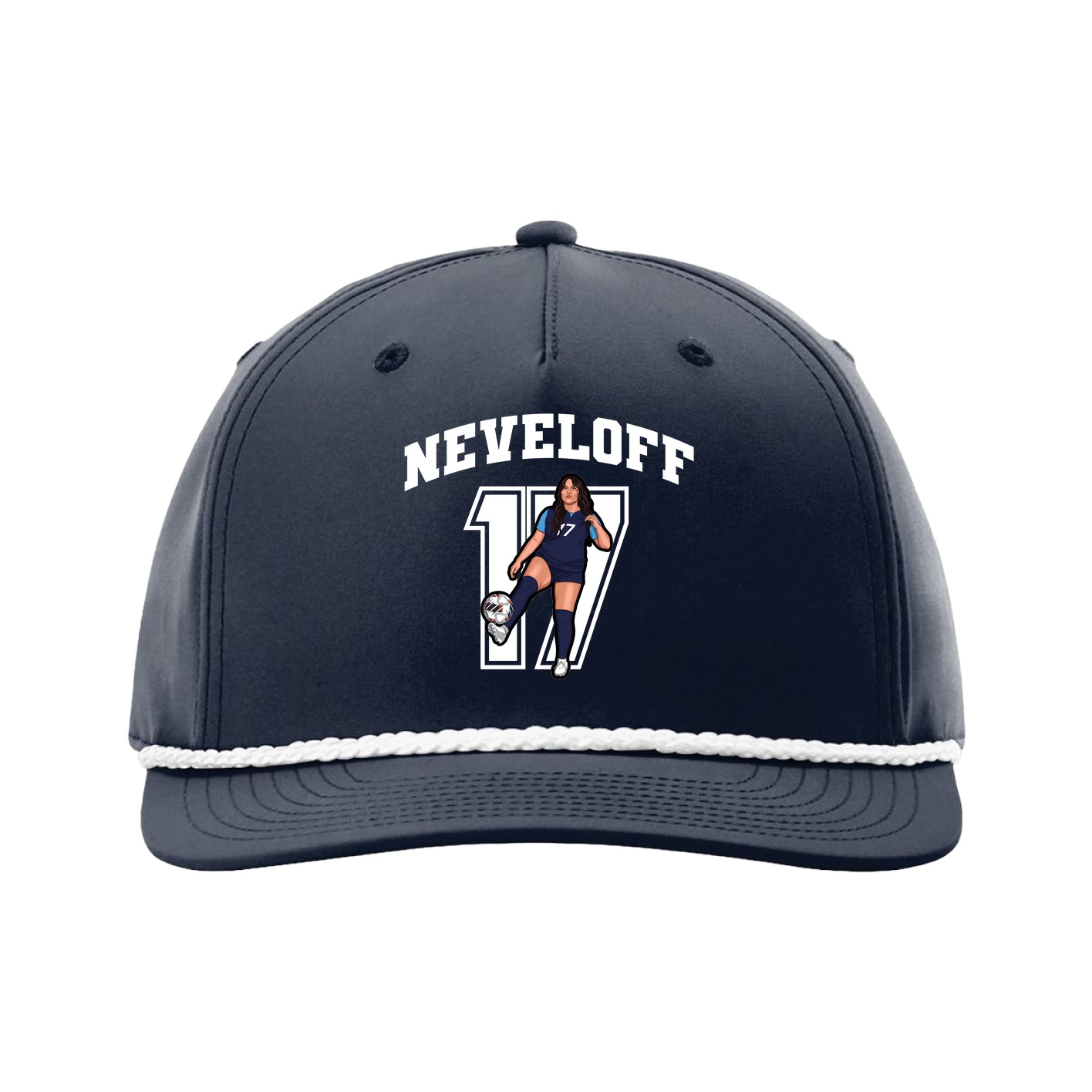 Five-Panel Classic Rope Cap — Number in Navy