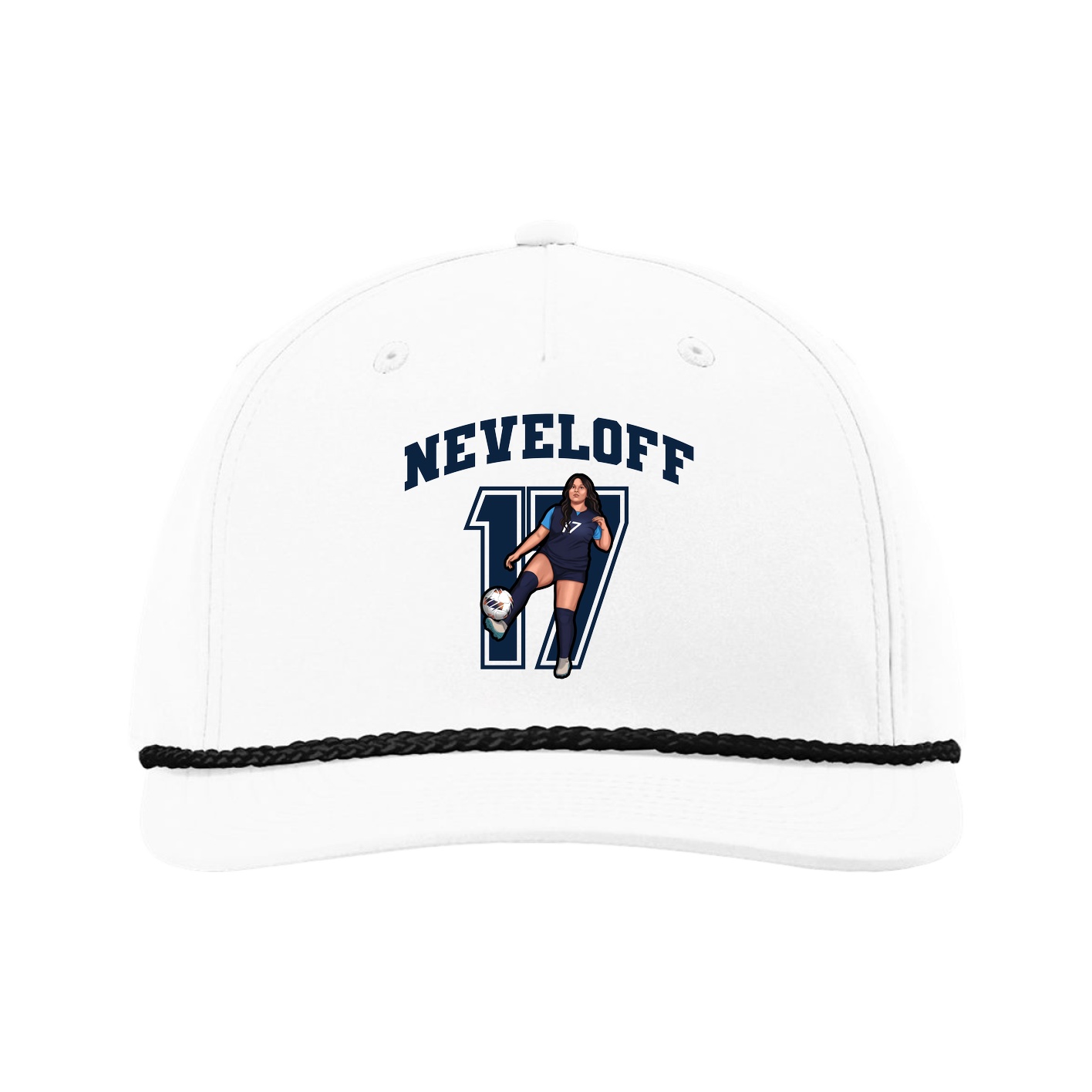 Five-Panel Classic Rope Cap — Number in White