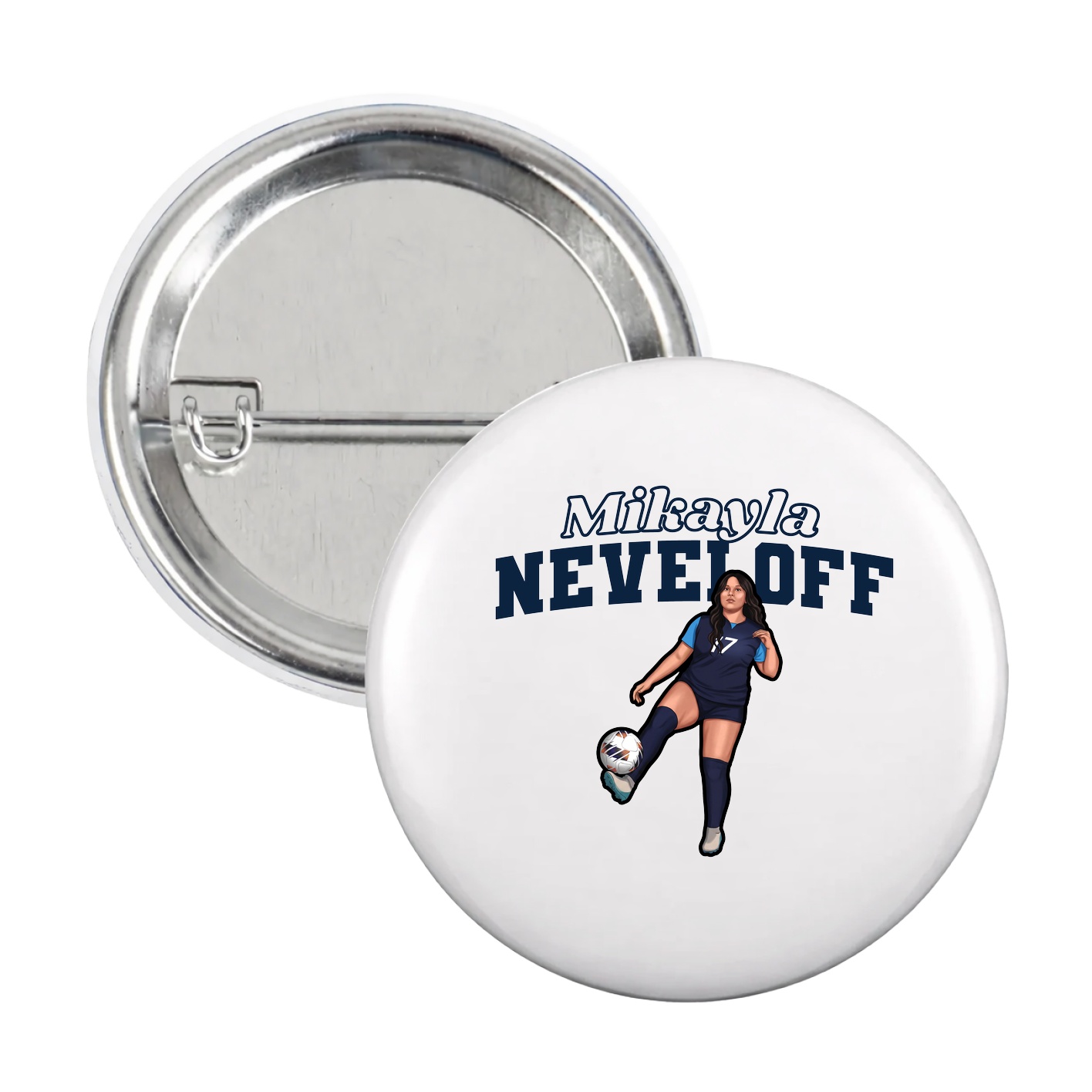 Game Day Button — Name Arch in White
