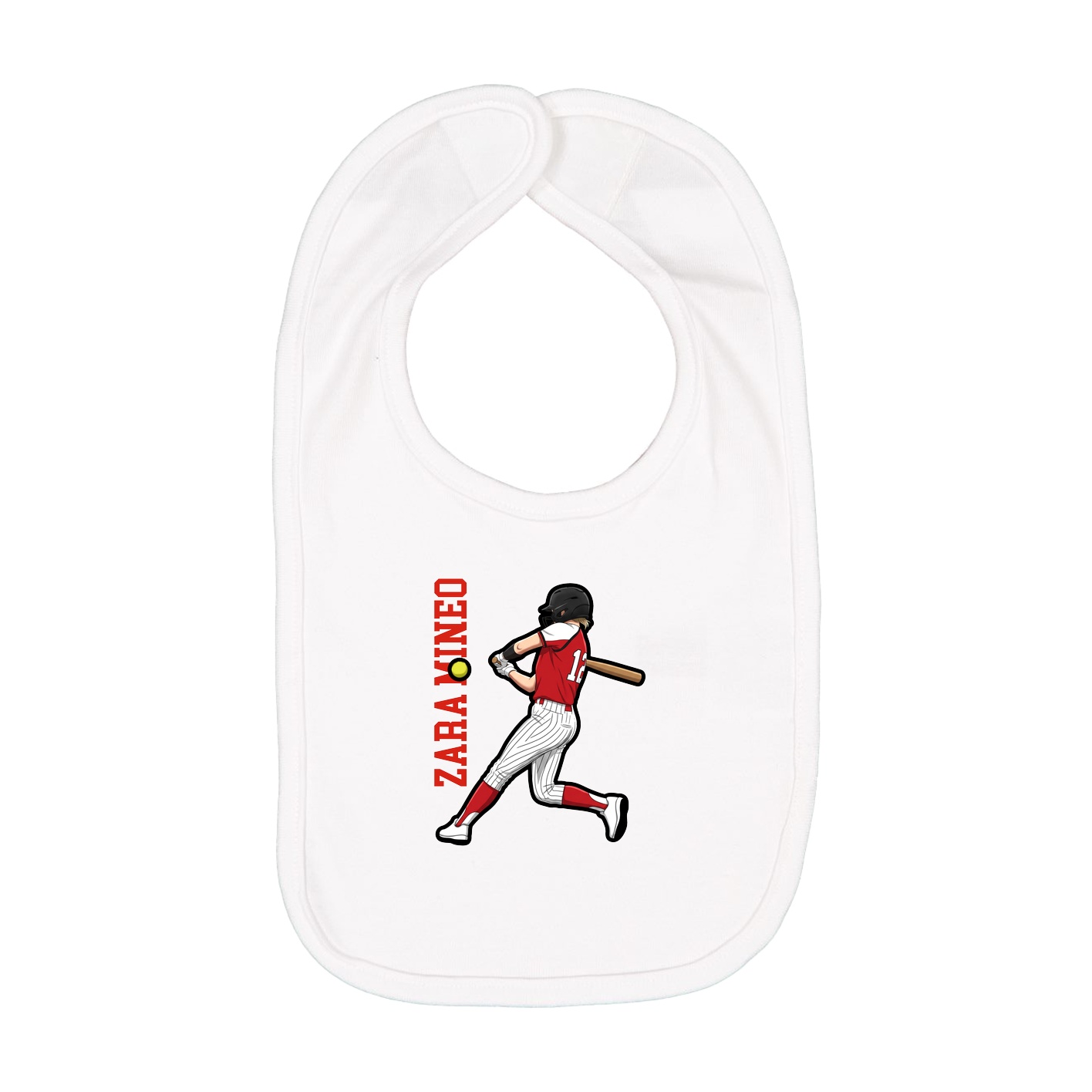 Infant Bib — Name Vertical in White