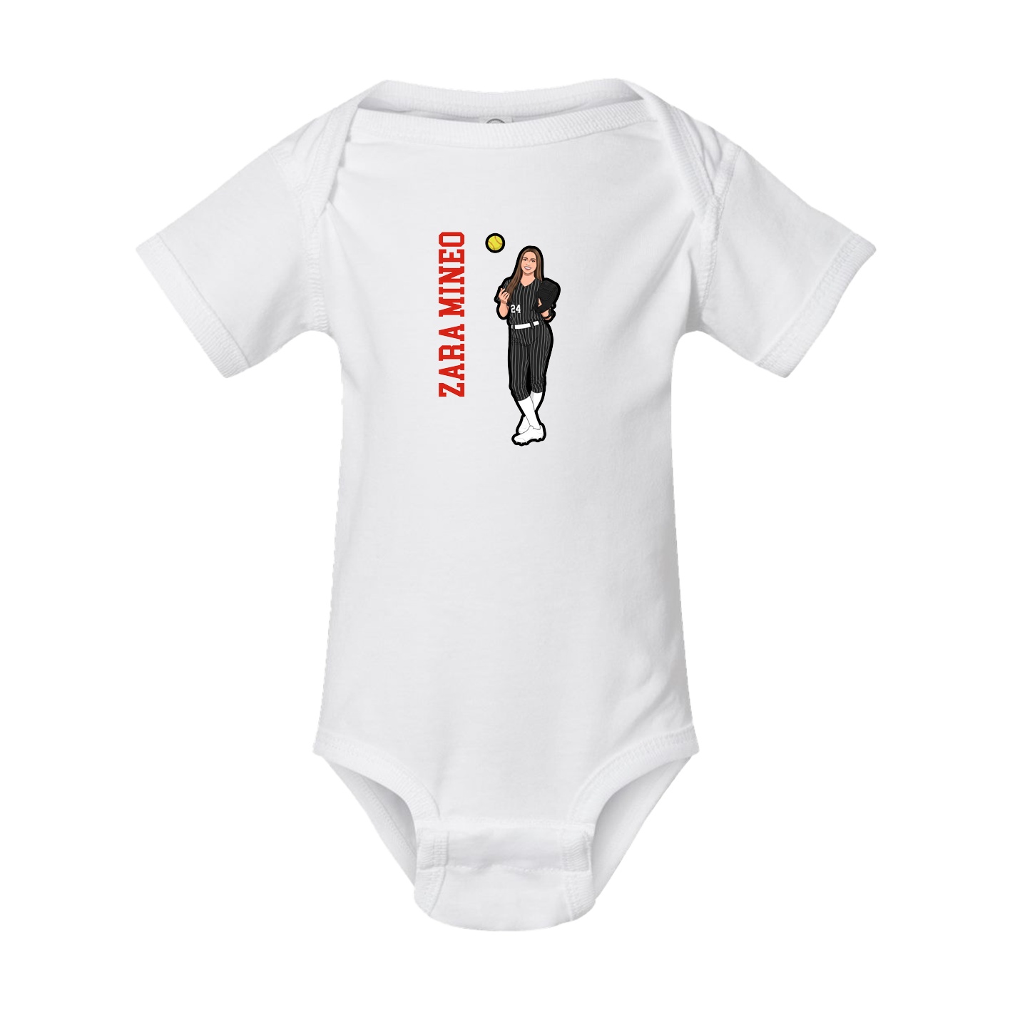 Baby Onesie — Name Vertical in White