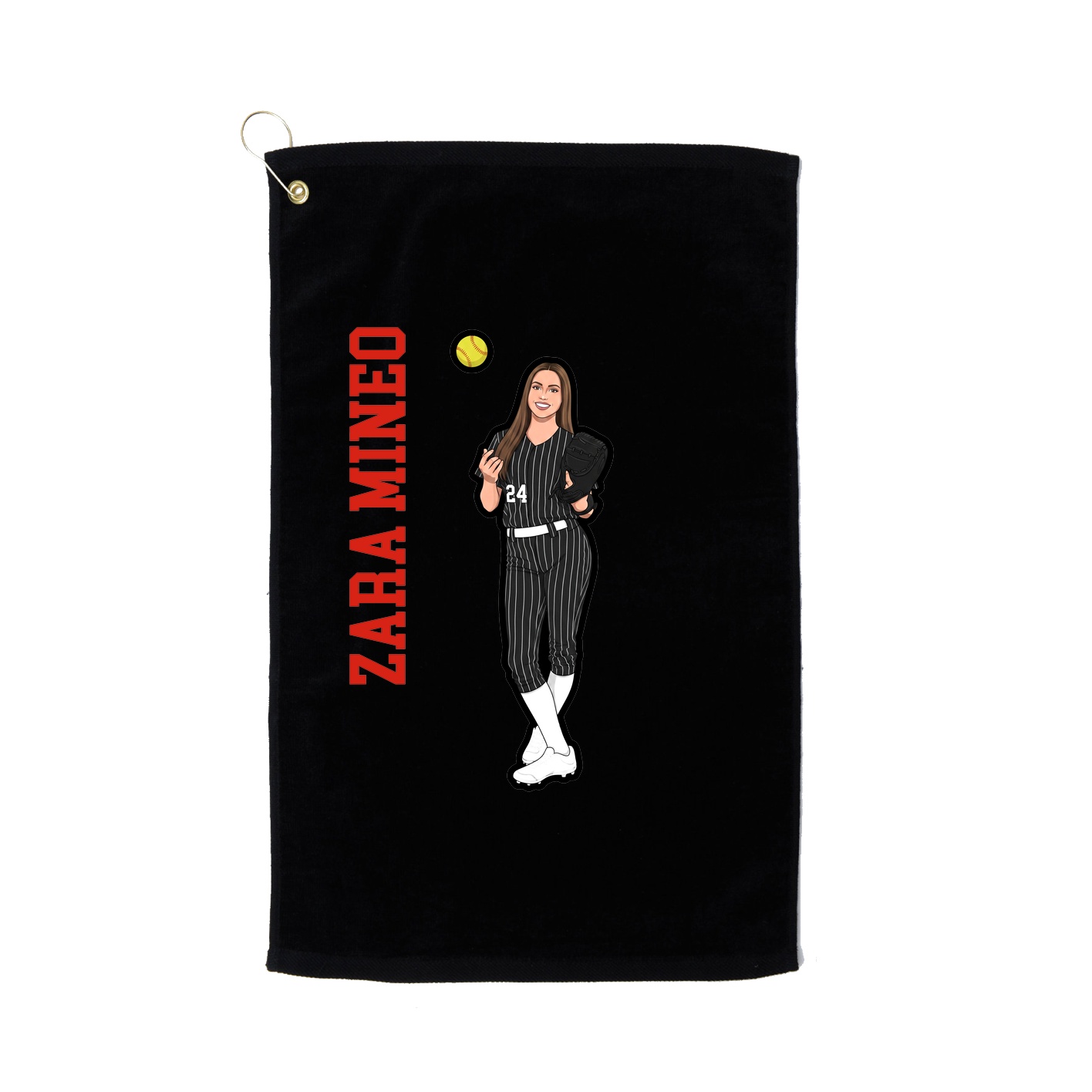 Golf Towel — Name Vertical in Black