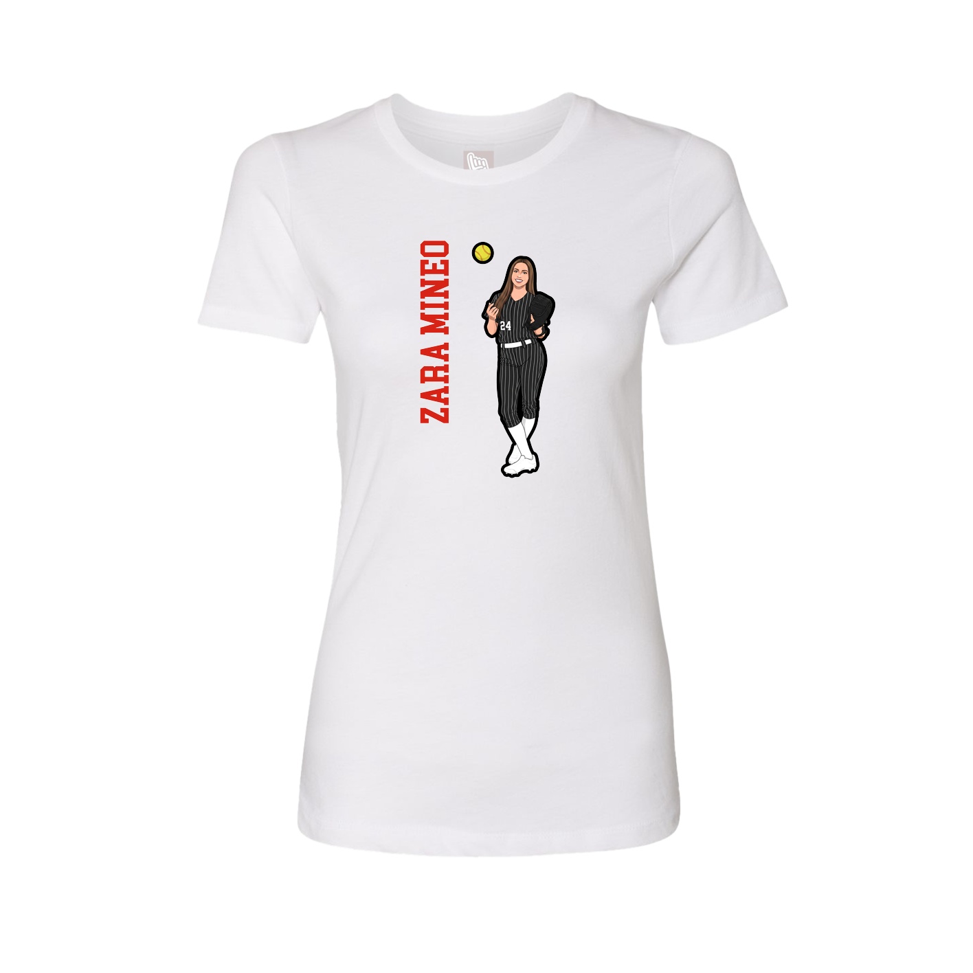Womens Tee — Name Vertical in White