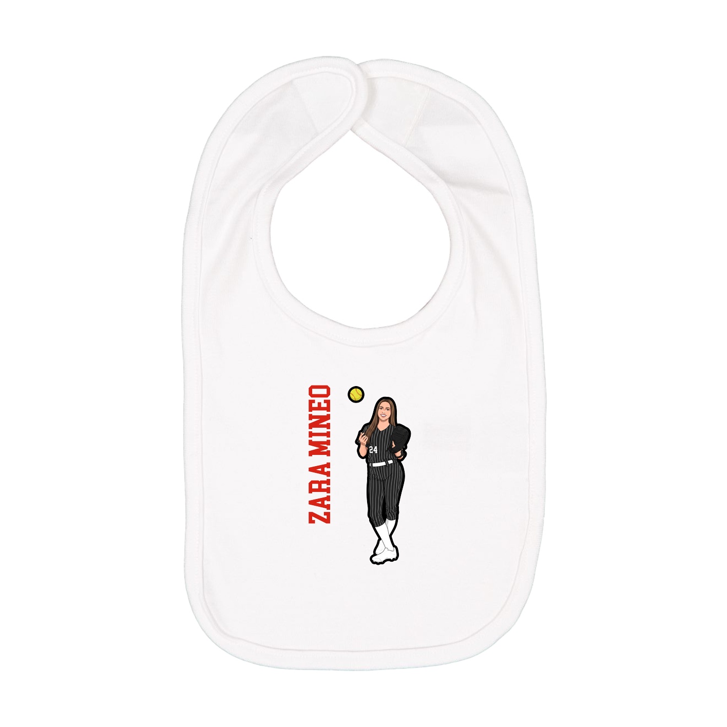 Infant Bib — Name Vertical in White