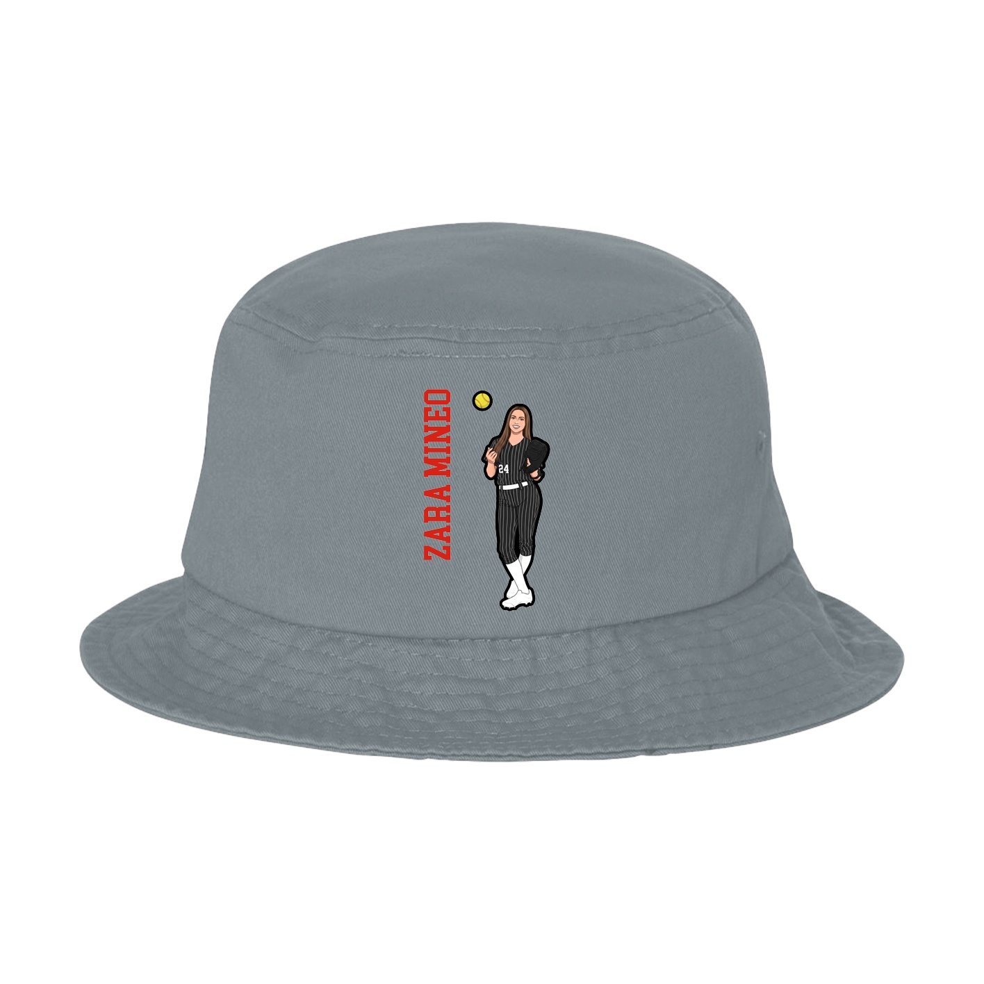 Bucket Cap — Name Vertical in Grey