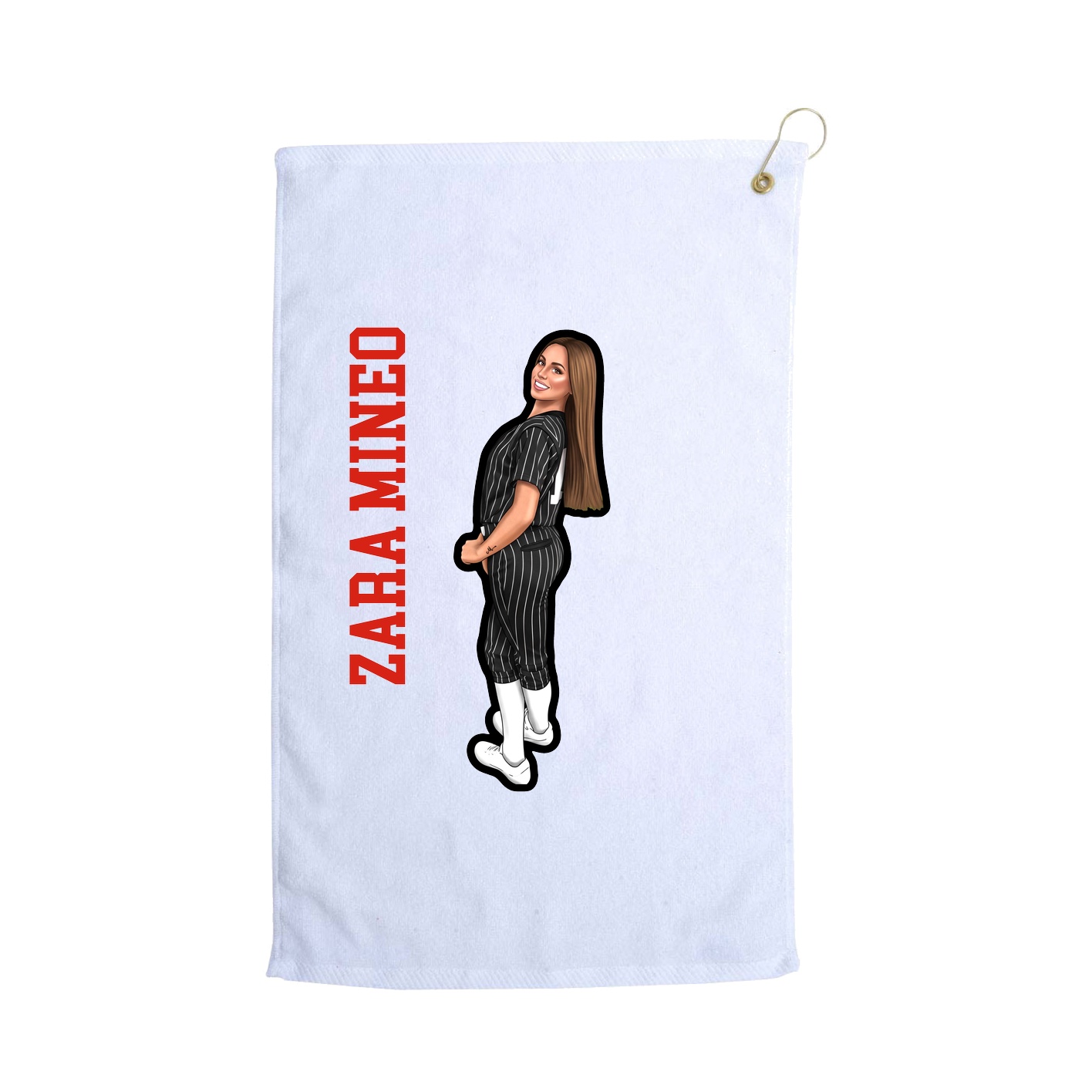 Golf Towel — Name Vertical in White