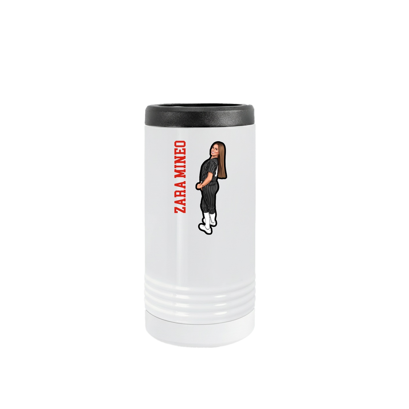 Slim Beverage Holder — Name Vertical in White