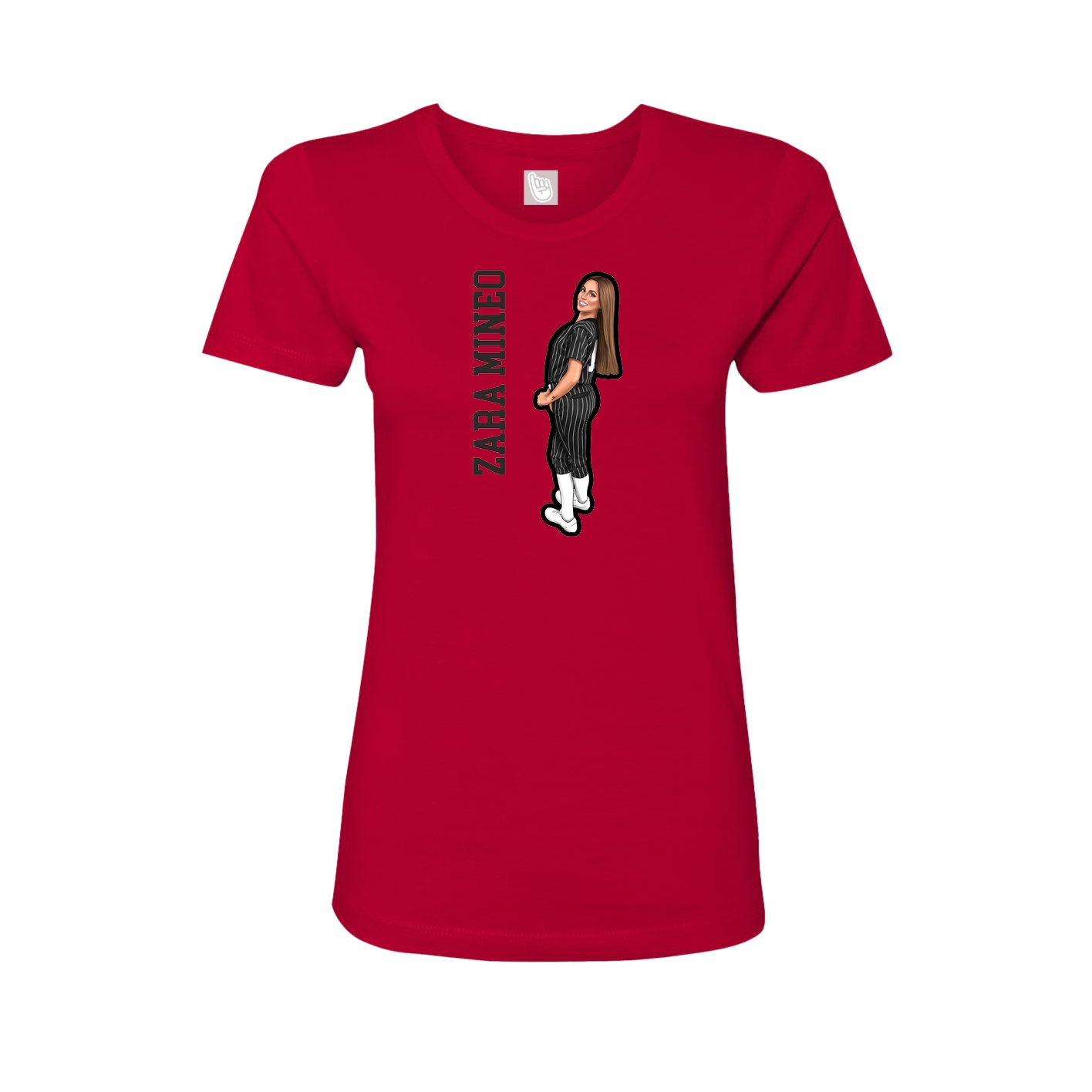 Womens Tee — Name Vertical in Red
