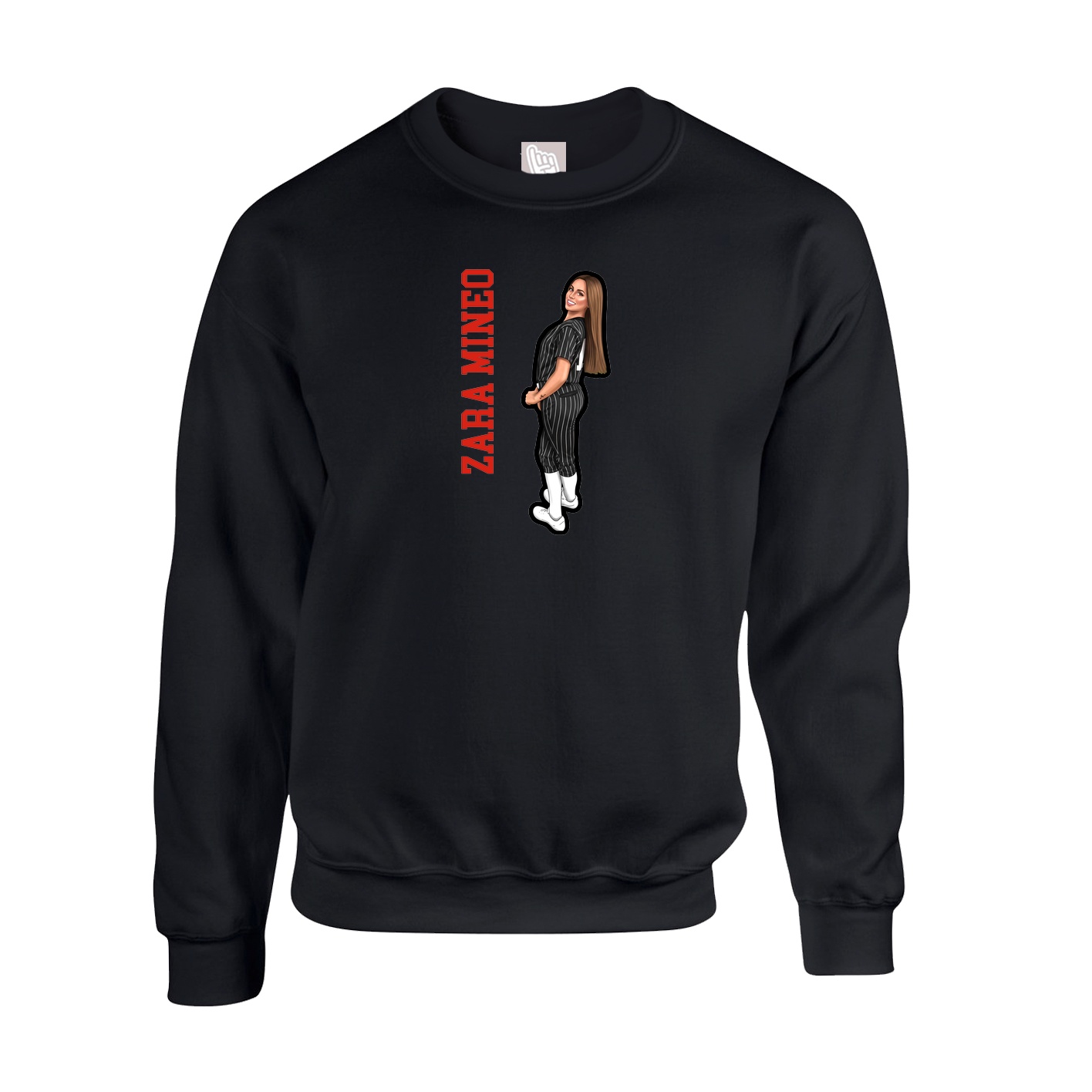 Fleece Crew — Name Vertical in Black