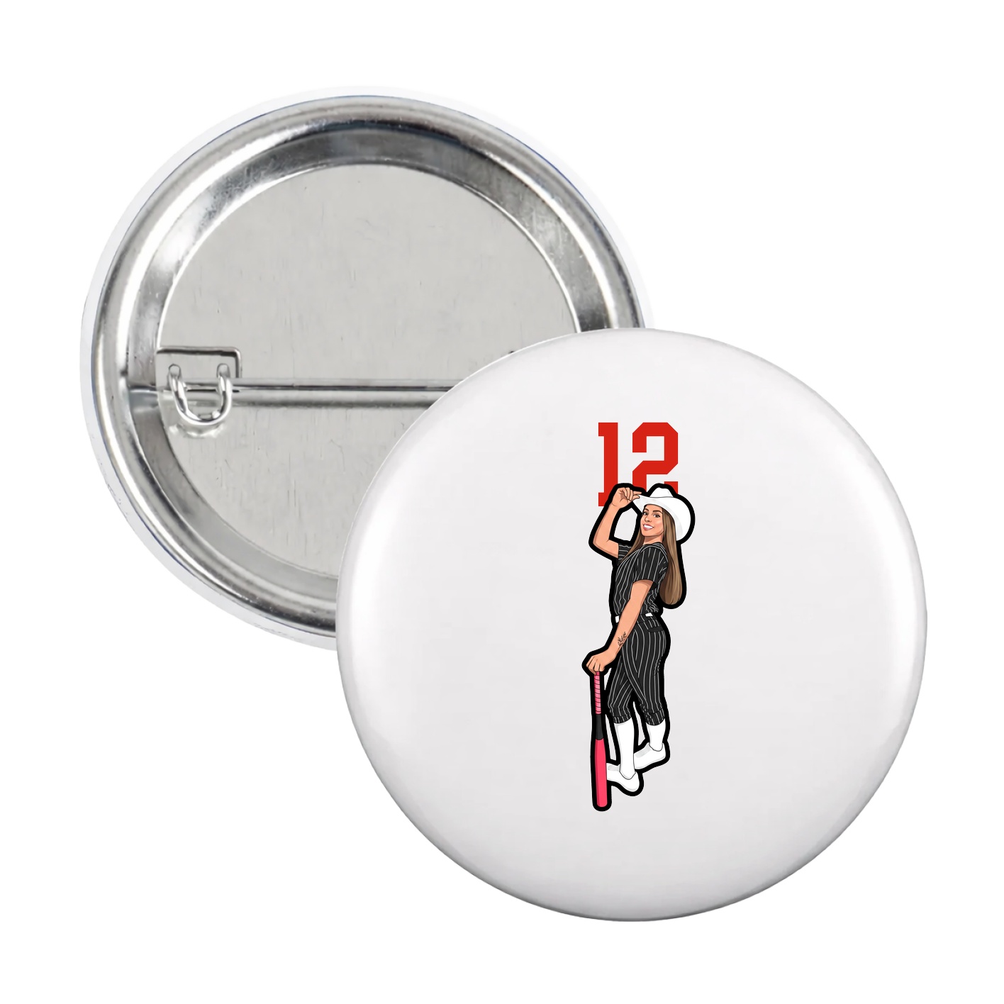 Game Day Button — Number Top in White