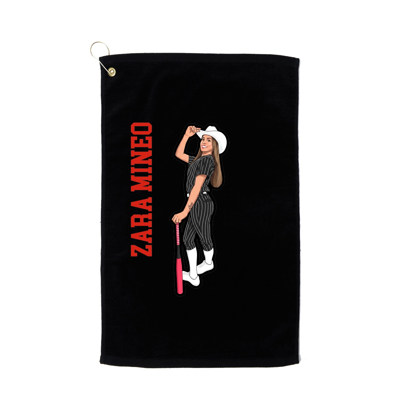 Golf Towel — Name Vertical in Black