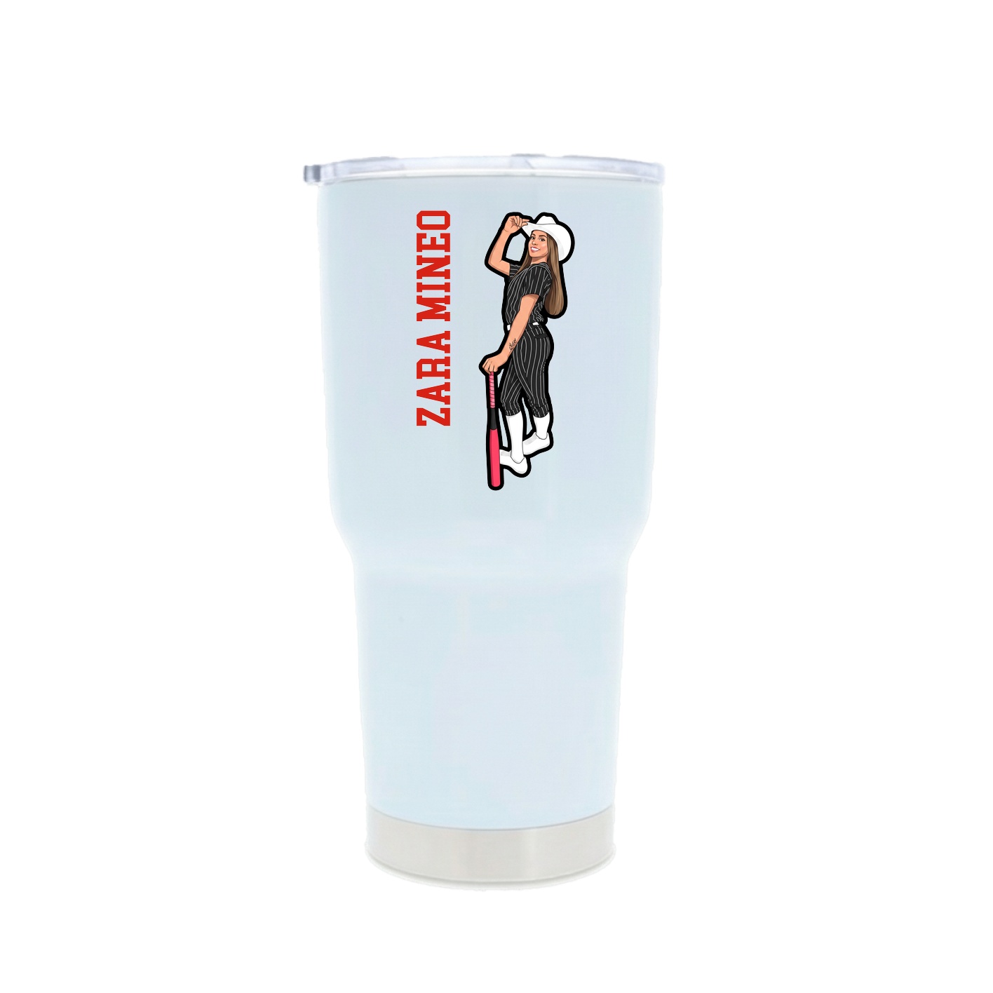 30oz Stainless Steel Tumbler — Name Vertical in White