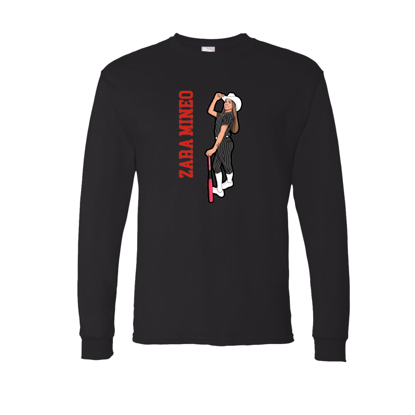 Long Sleeve Tee — Name Vertical in Black