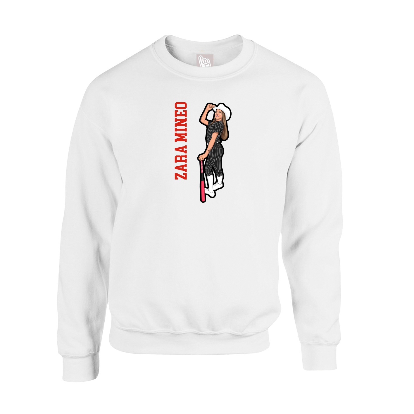 Fleece Crew — Name Vertical in White