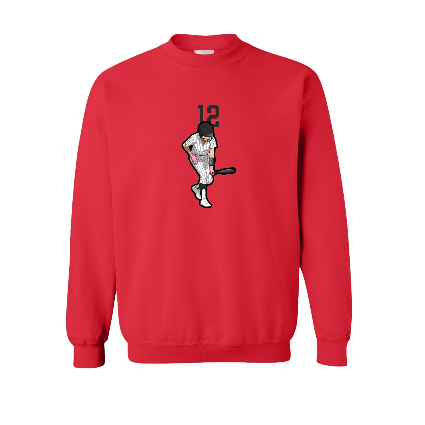 Fleece Crew — Number Top in Red