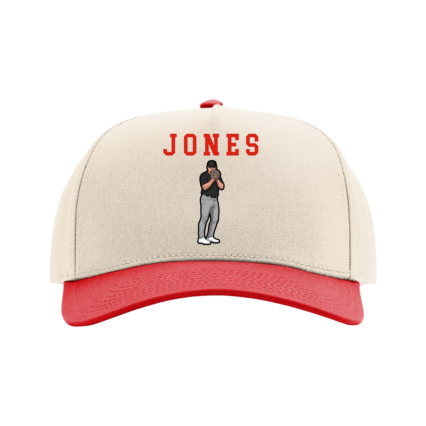 Full Fabric Five-Panel Champ Cap — Shirsey in Cream/Red